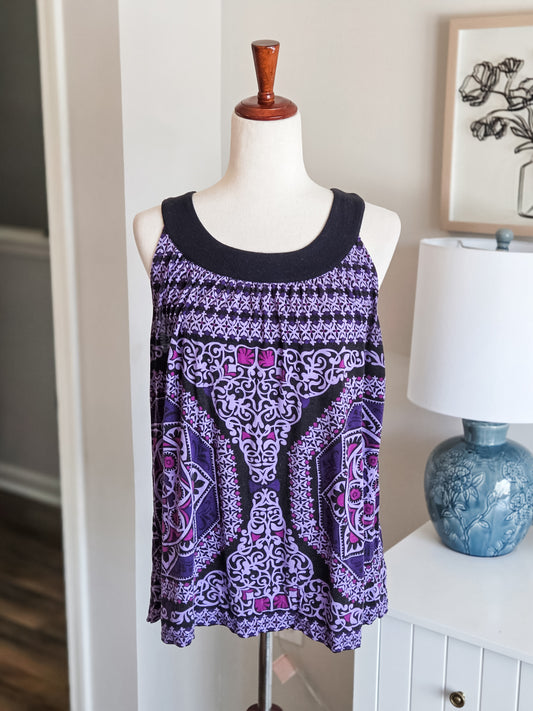 Purple Black Print Tank L