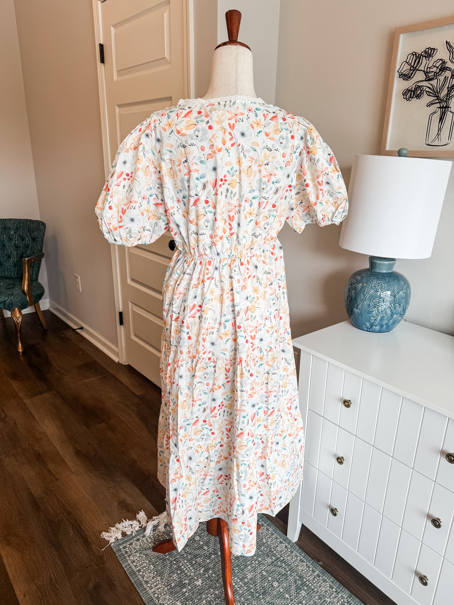 NEW Cream Multi Color Floral Dress