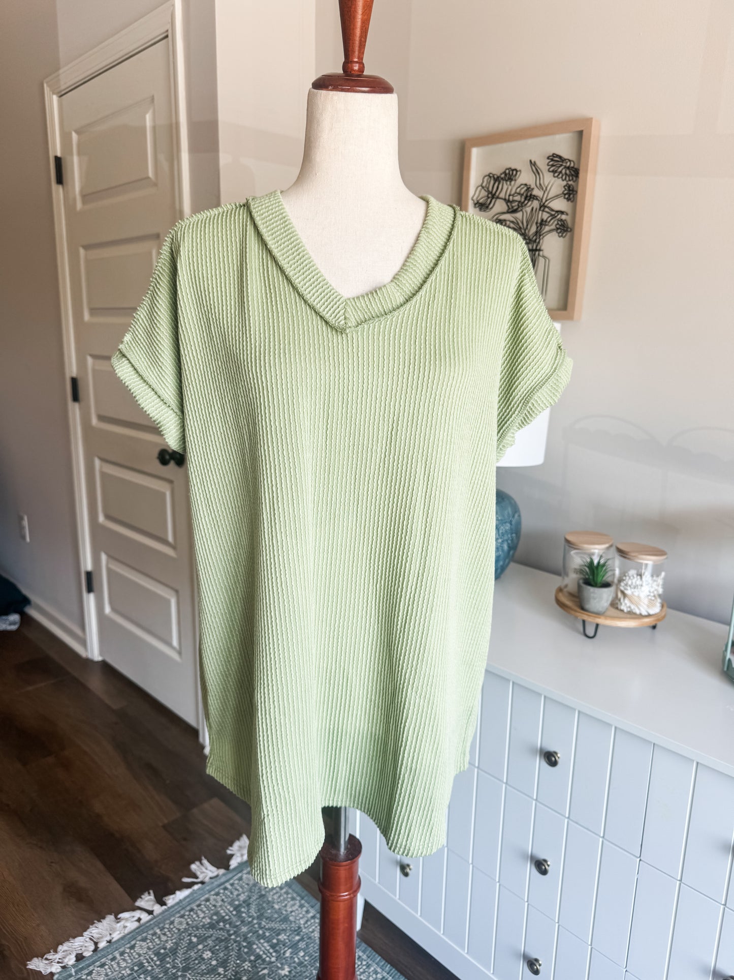 NEW Green Ribbed Top