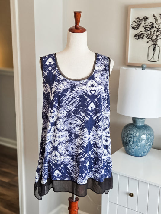 Navy Black Print Tank L