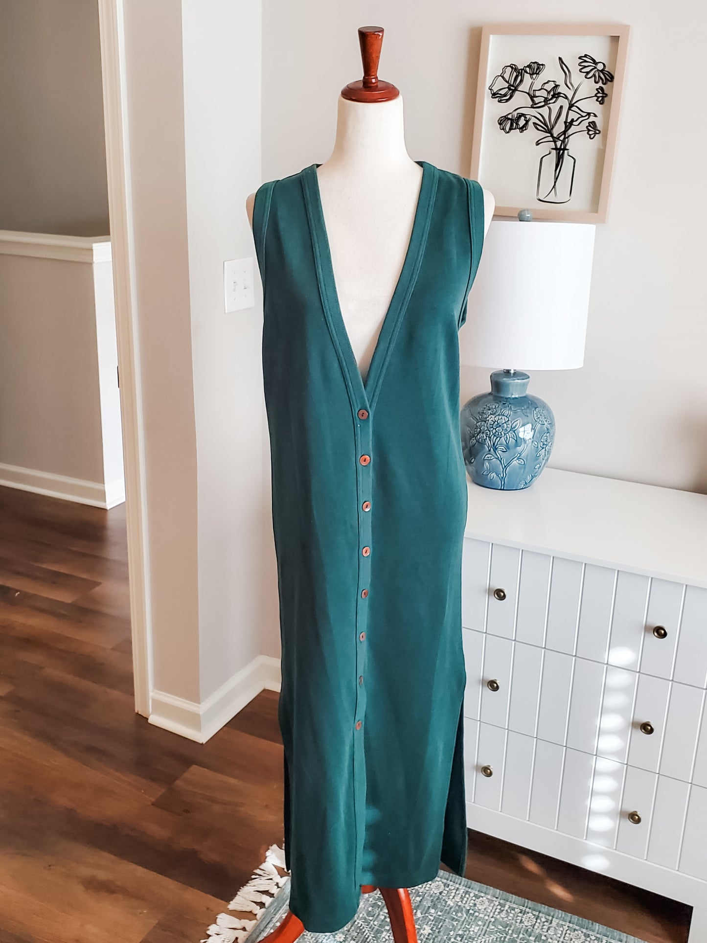 Green Ribbed Dress M