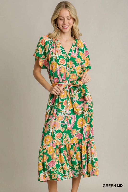 NEW Bright Green Floral Dress