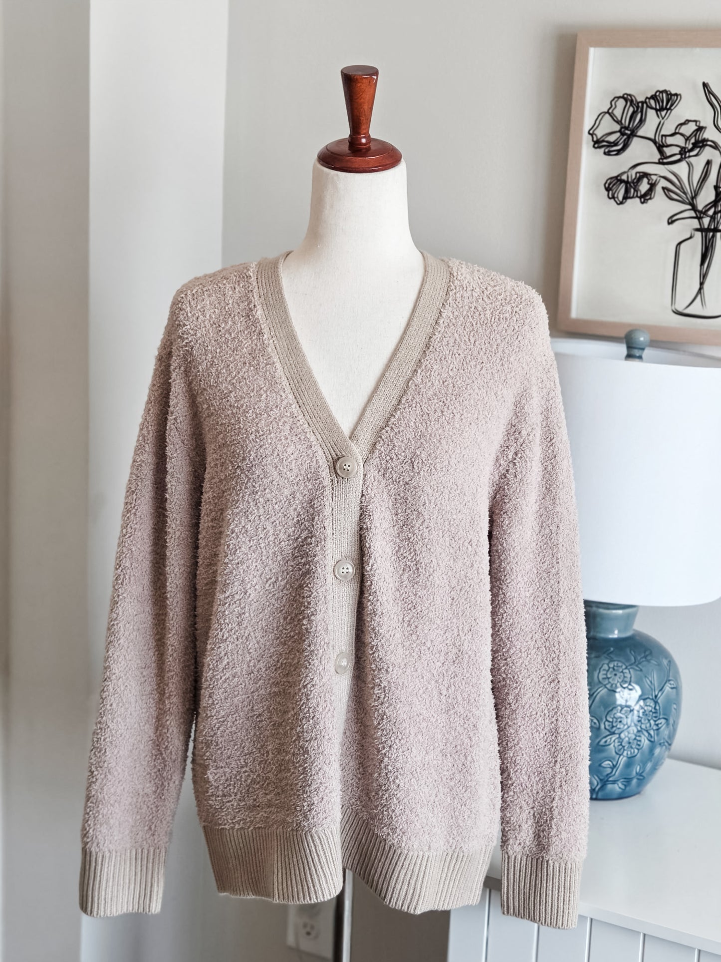 Tan Fuzzy Cardigan M