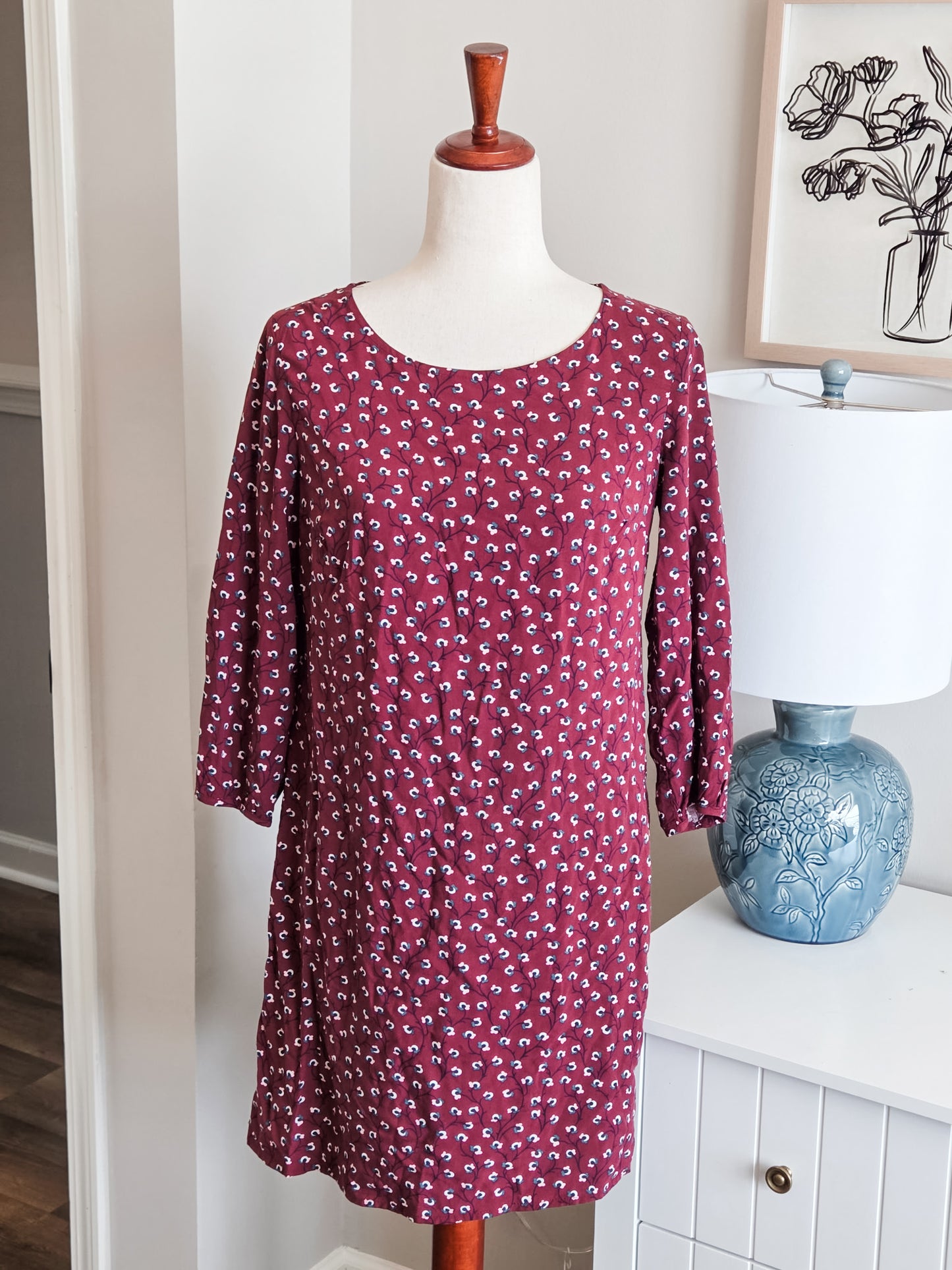 Burgundy Floral Dress S