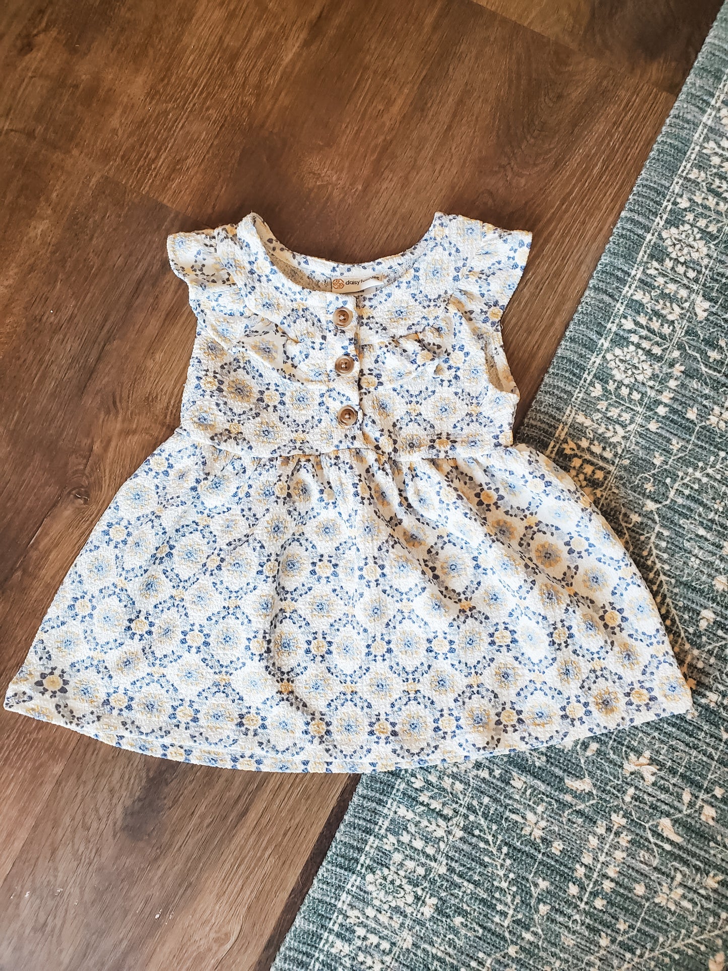 White Blue Yellow Print Top 18M