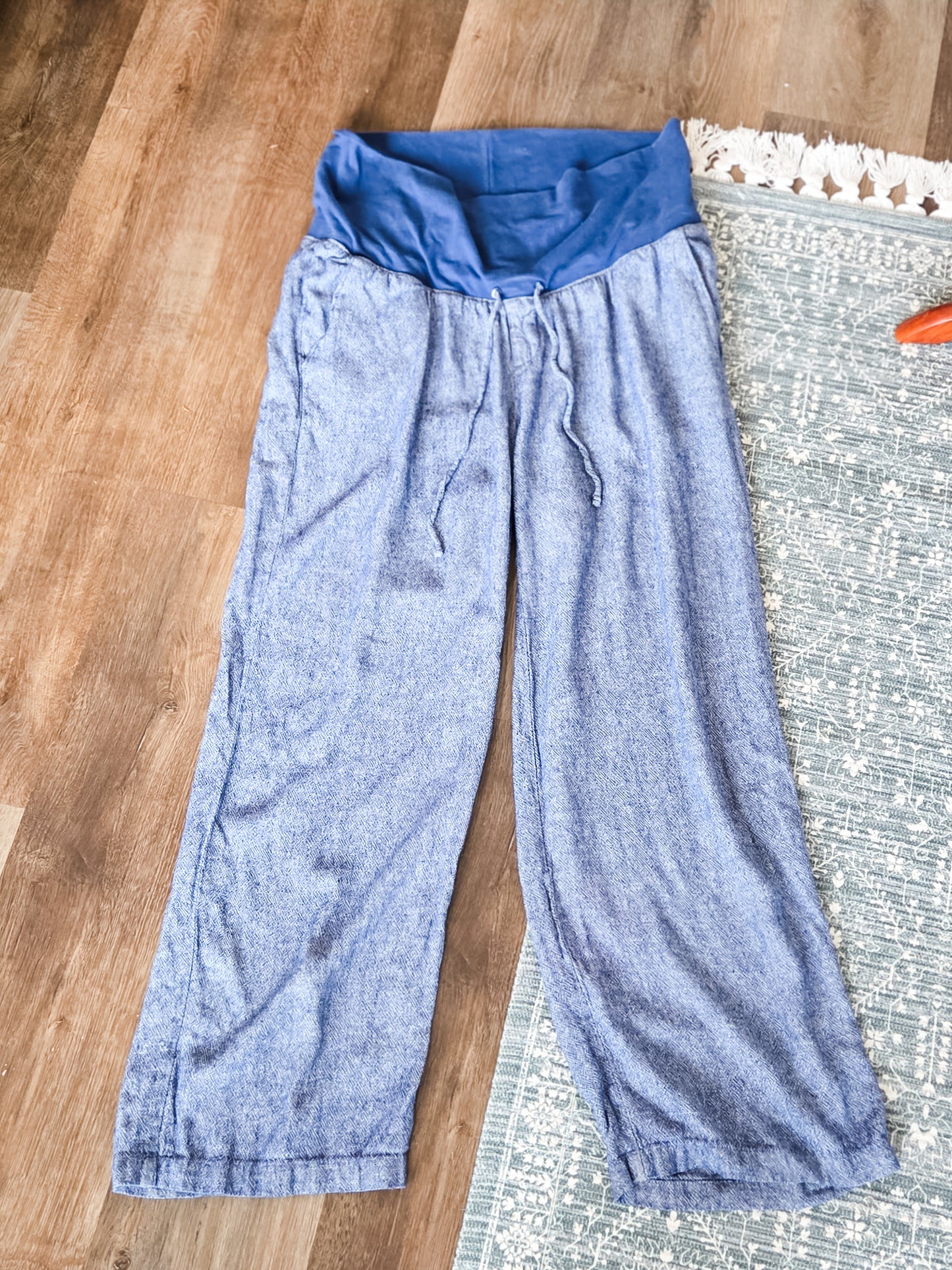 Blue Chambray Maternity Pants L