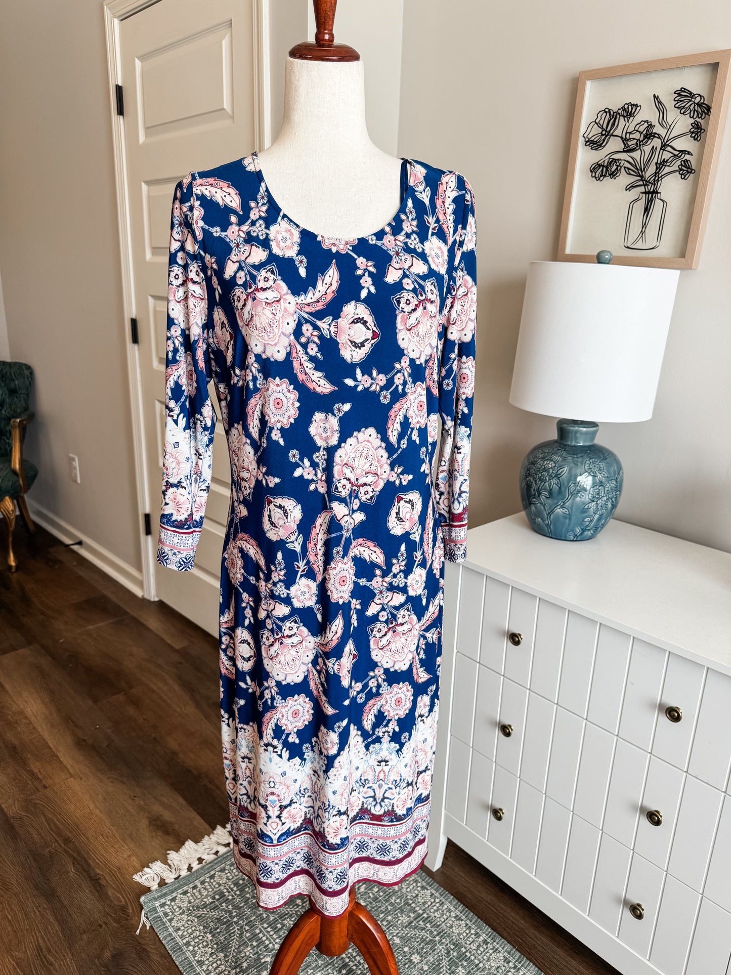 Navy Pink Burgundy Dress 12