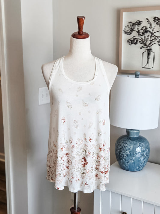 Cream Brown Print Tank L