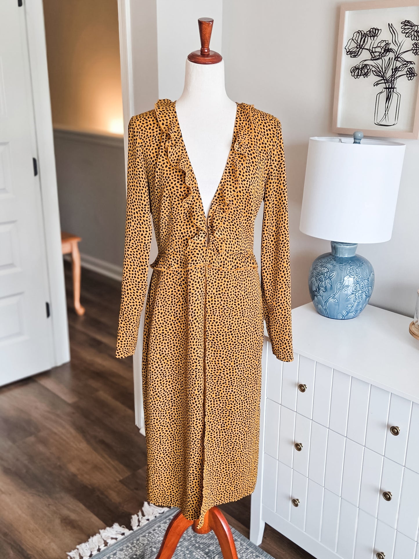 Mustard Black Print Duster M