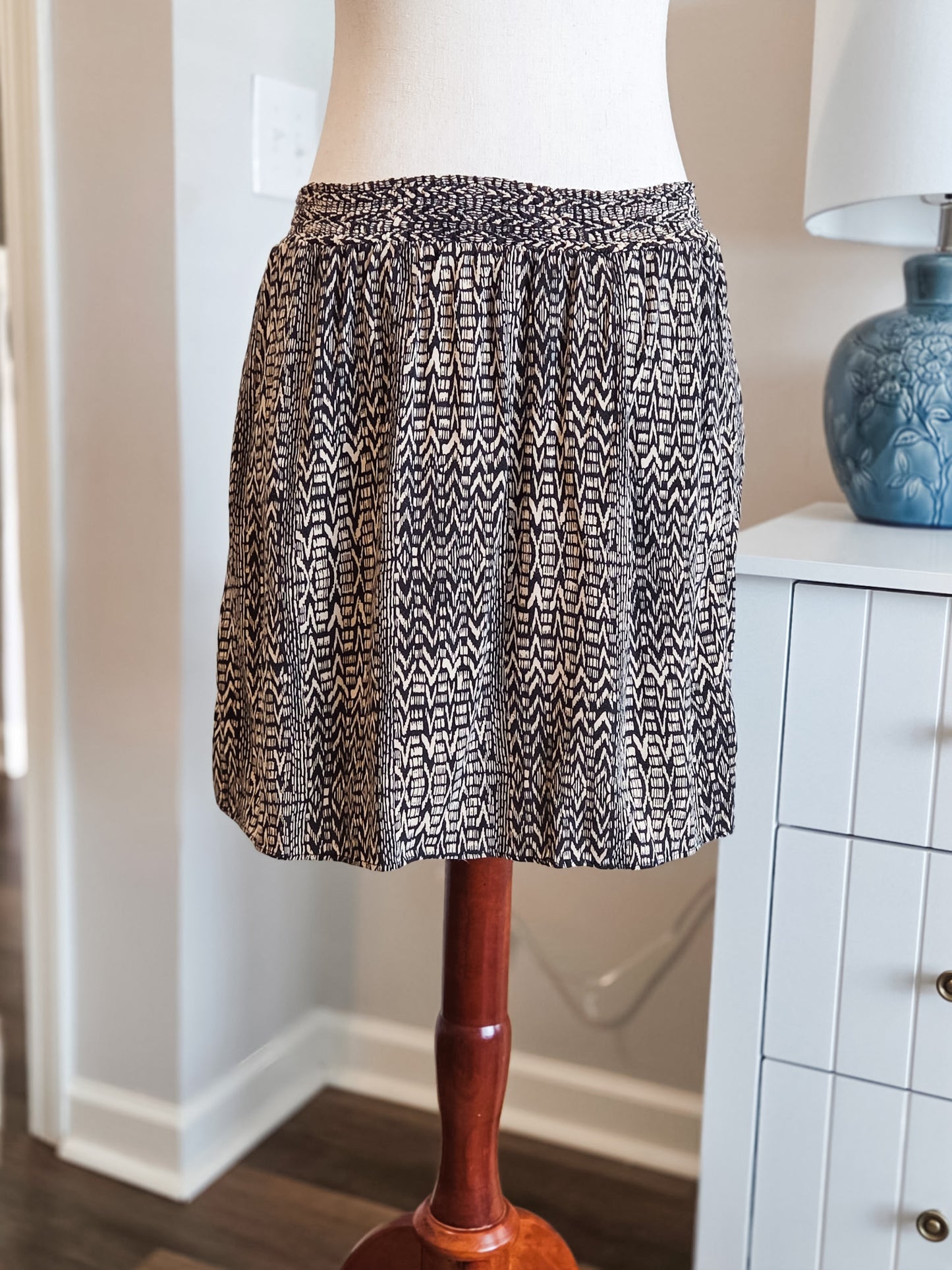 Black Tan Print Skirt XS