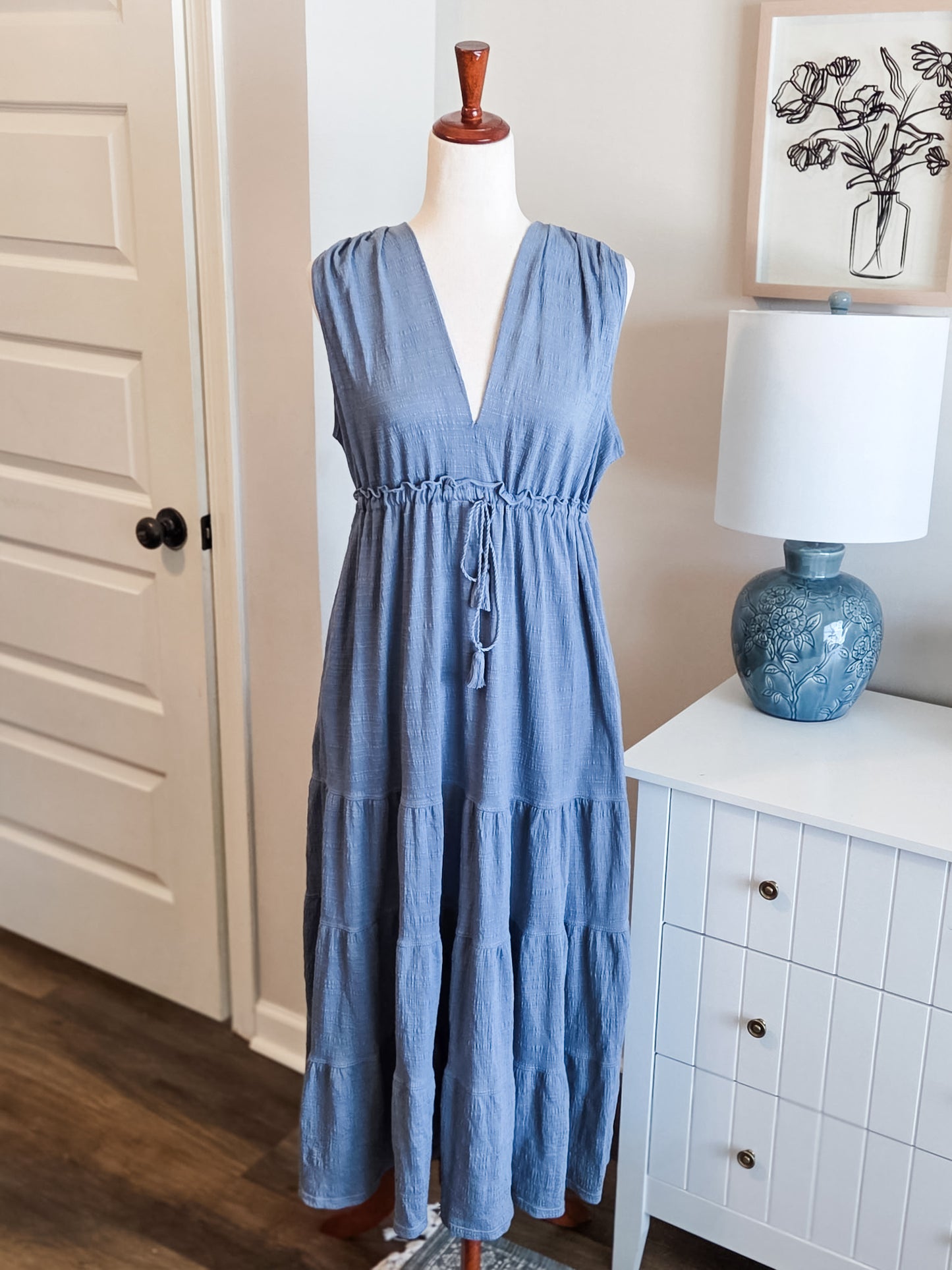 Blue Tiered Dress L