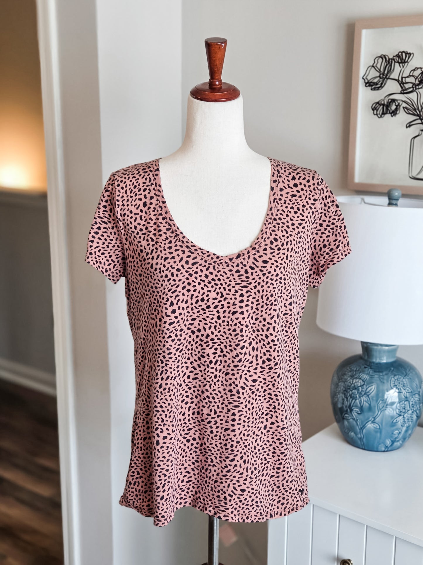 Pink Black Animal Print Tee M