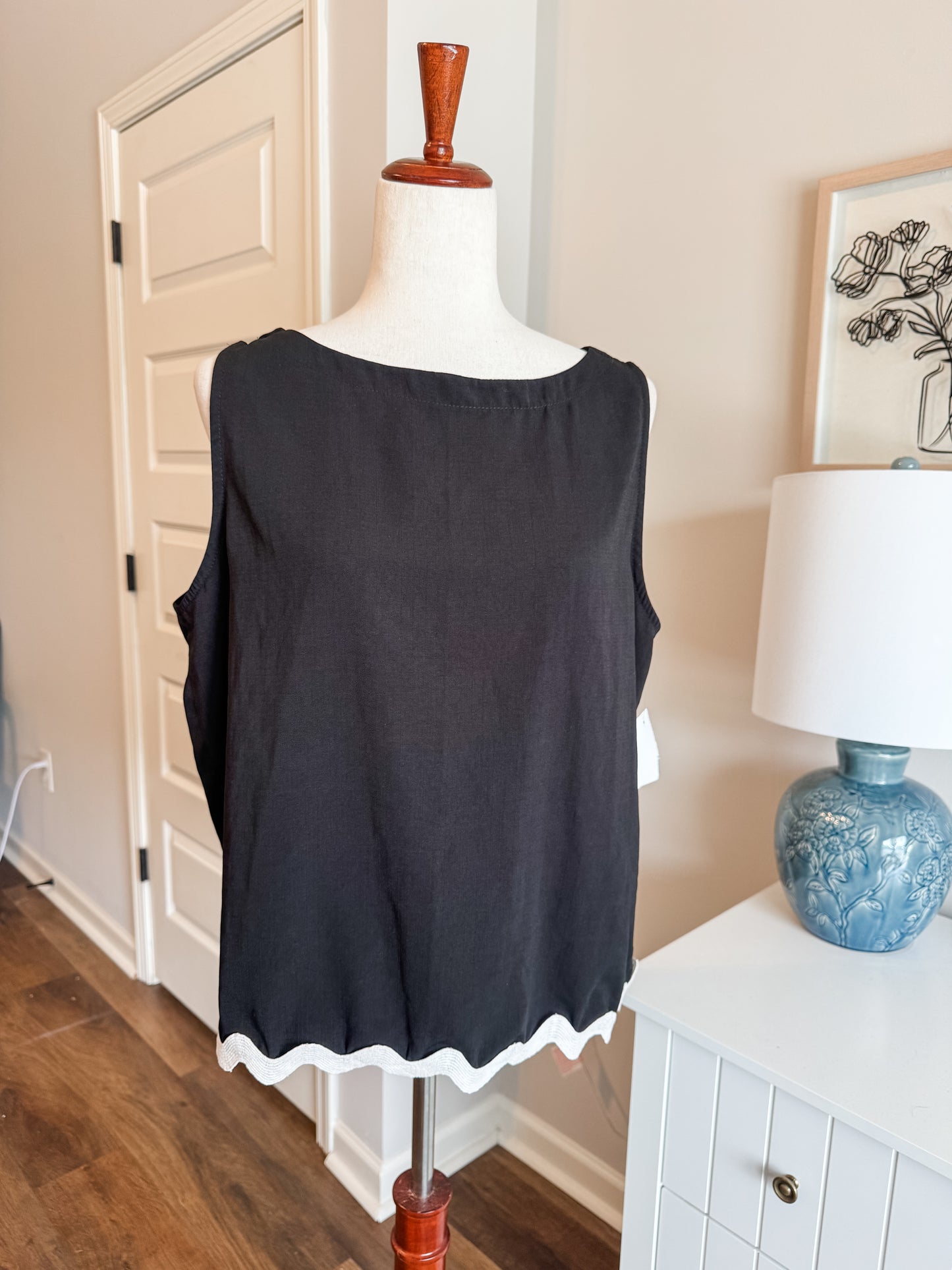 Black Tank with White Trim XL
