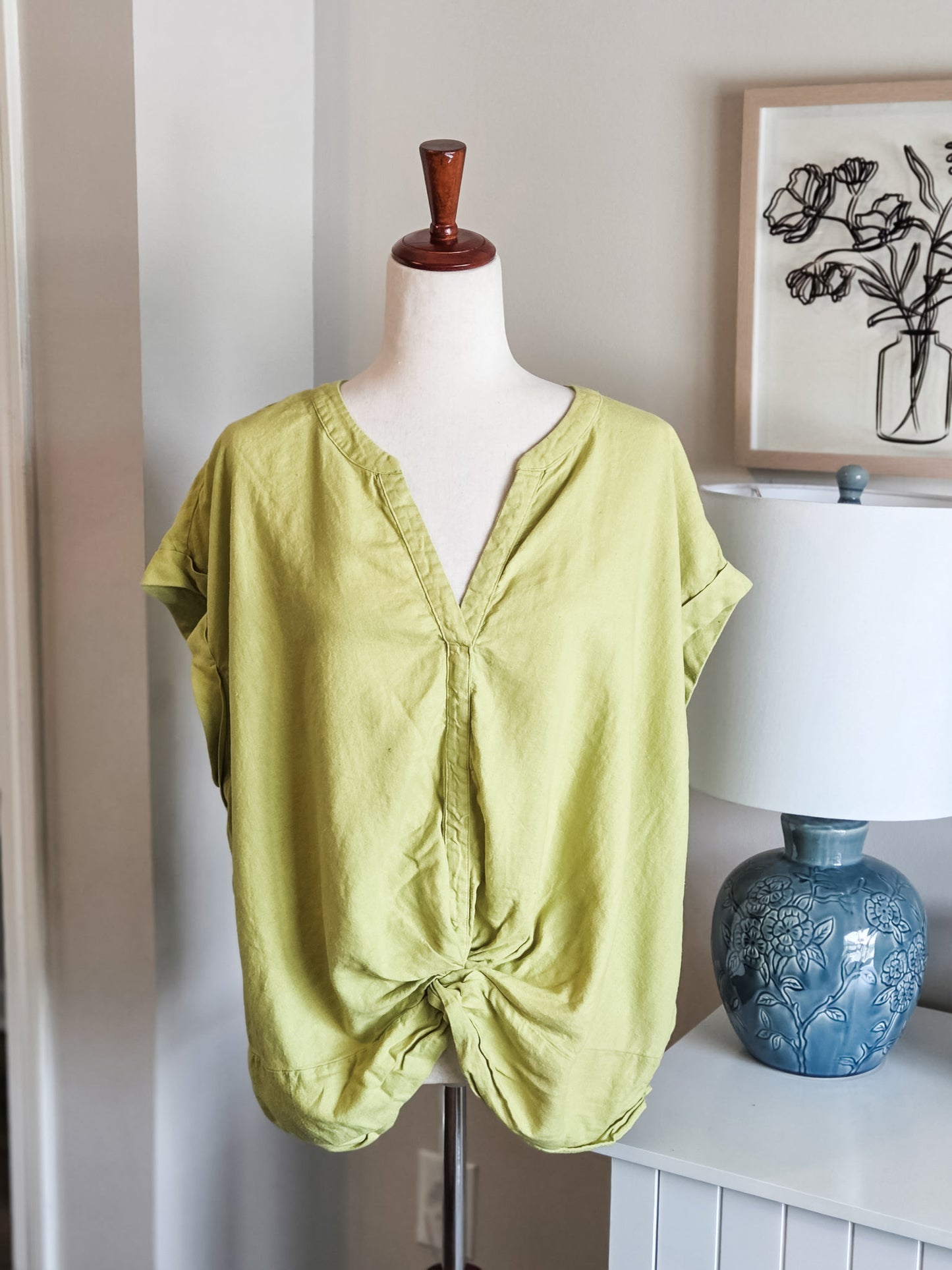 Lime Green Twist Front Top 2X