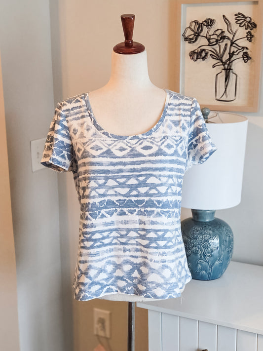 Blue Cream Print Tee M/L