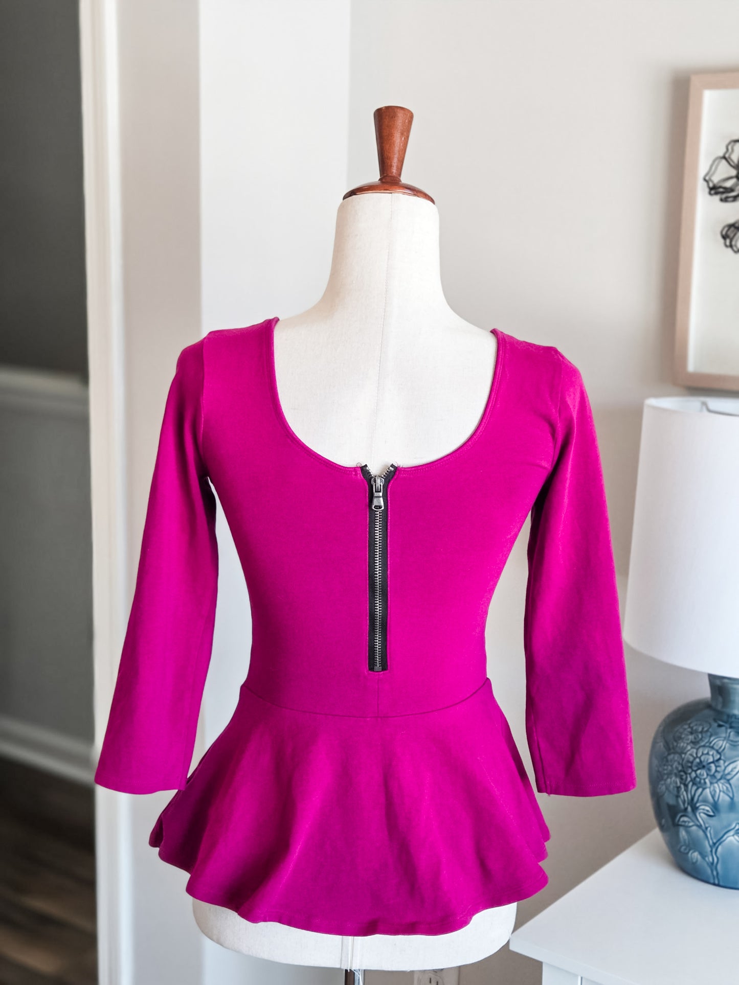 Magenta Peplum Top S