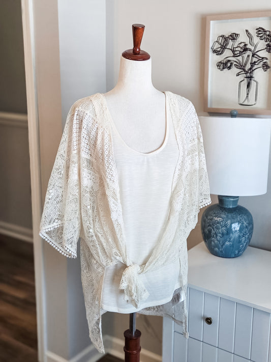 Cream Tank+Lace Bolero L