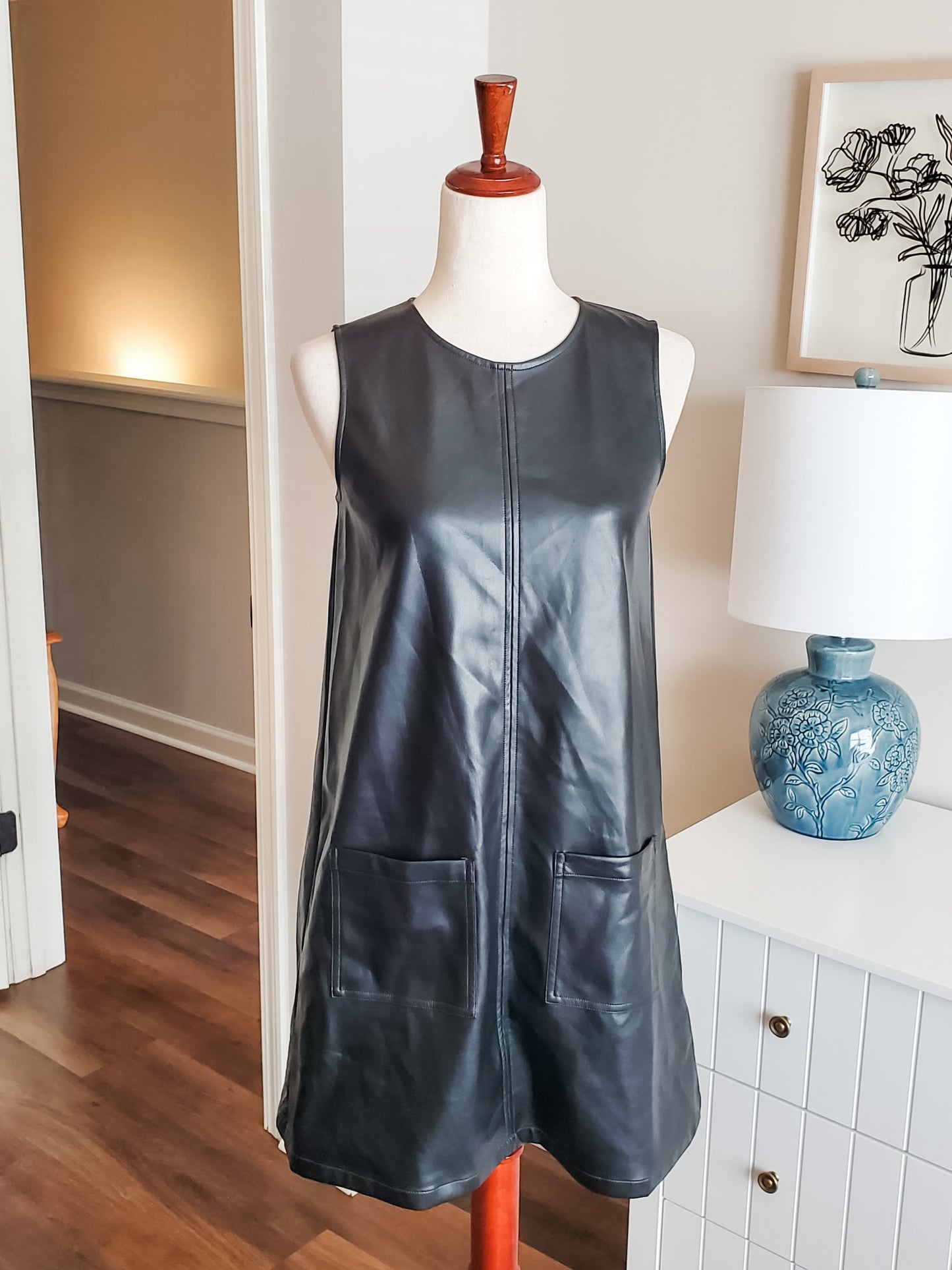 Black Faux Leather Dress Youth XXL