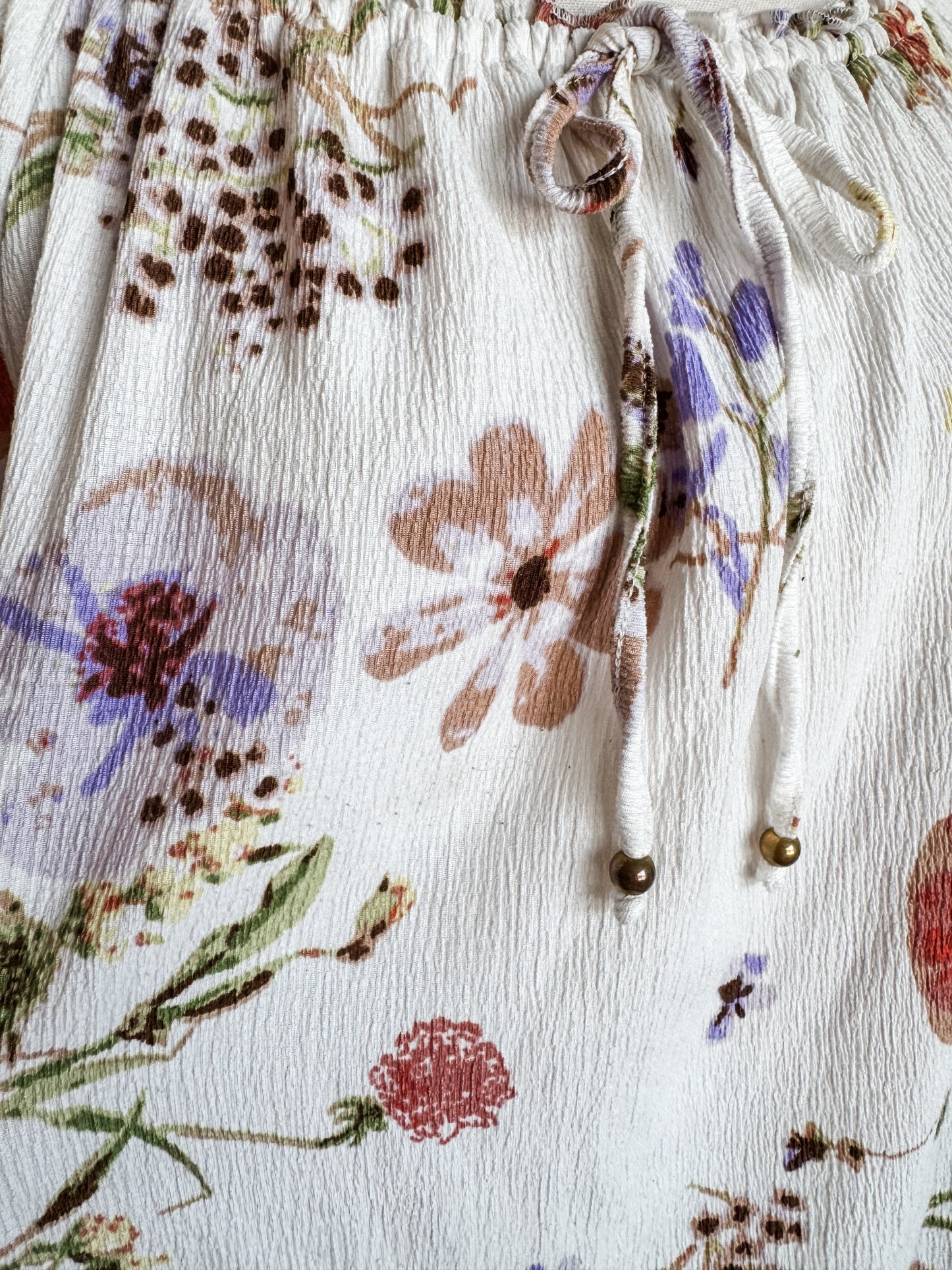 White Multi Color Floral Top M