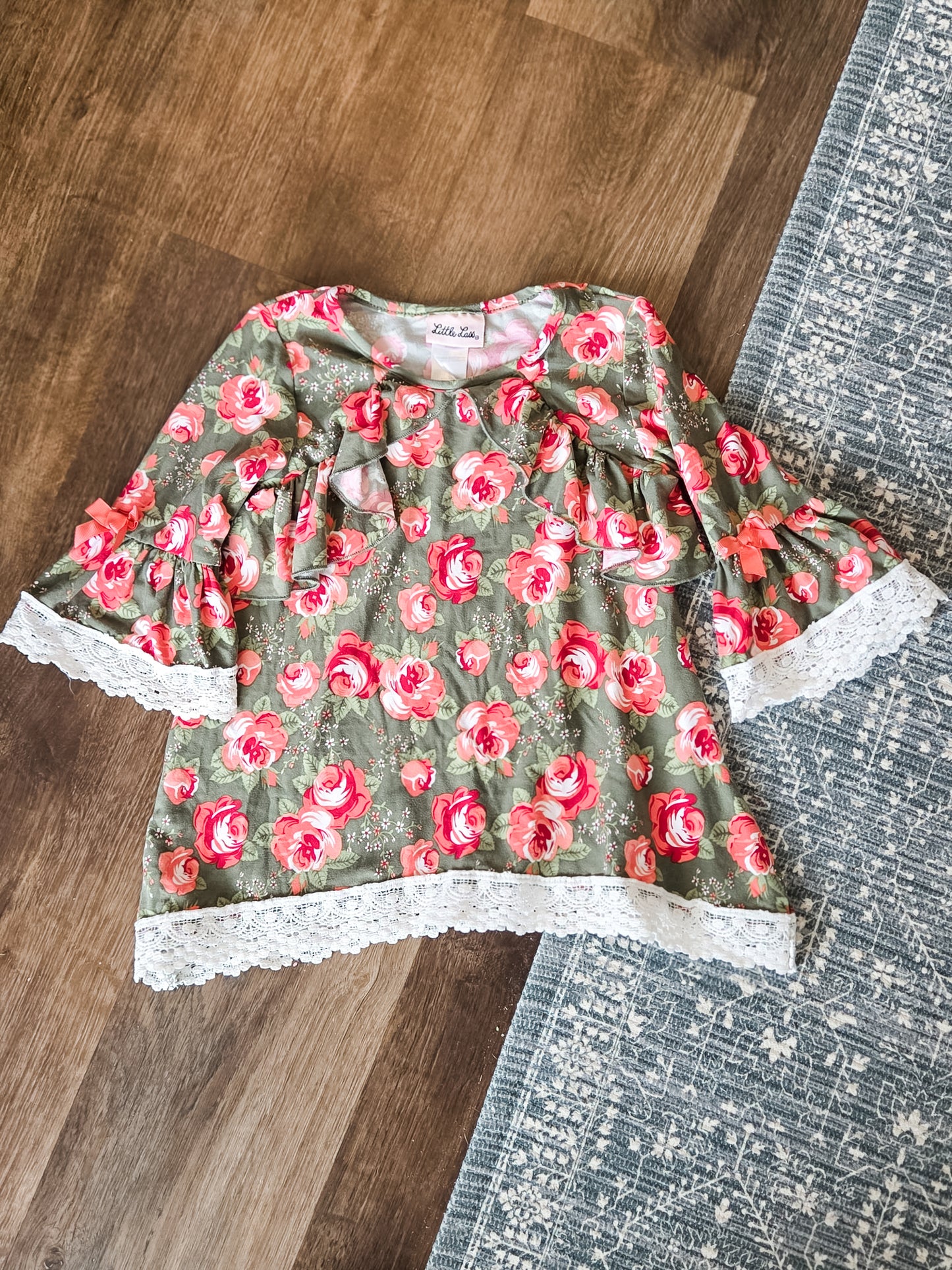 Green Pink Floral Top Youth 5