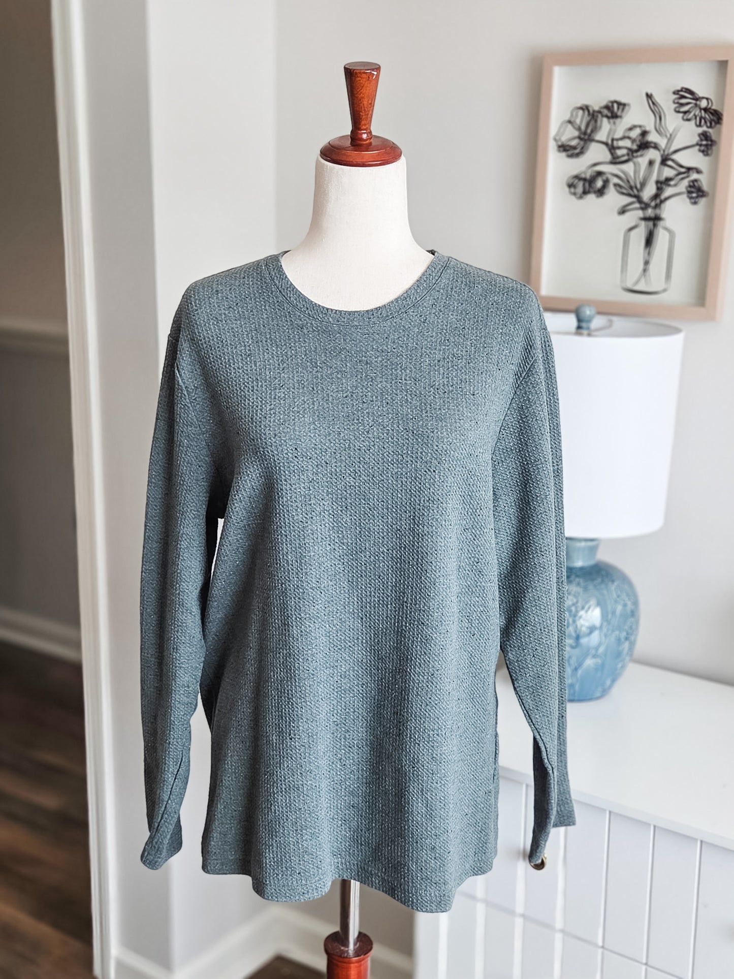 Green Textured Top L