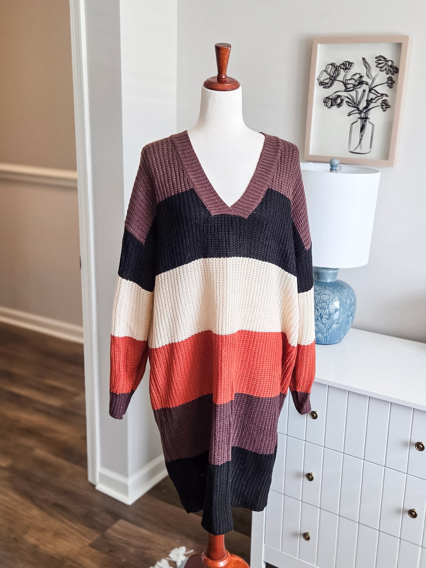 Colorblock Sweater Dress/Tunic 2X