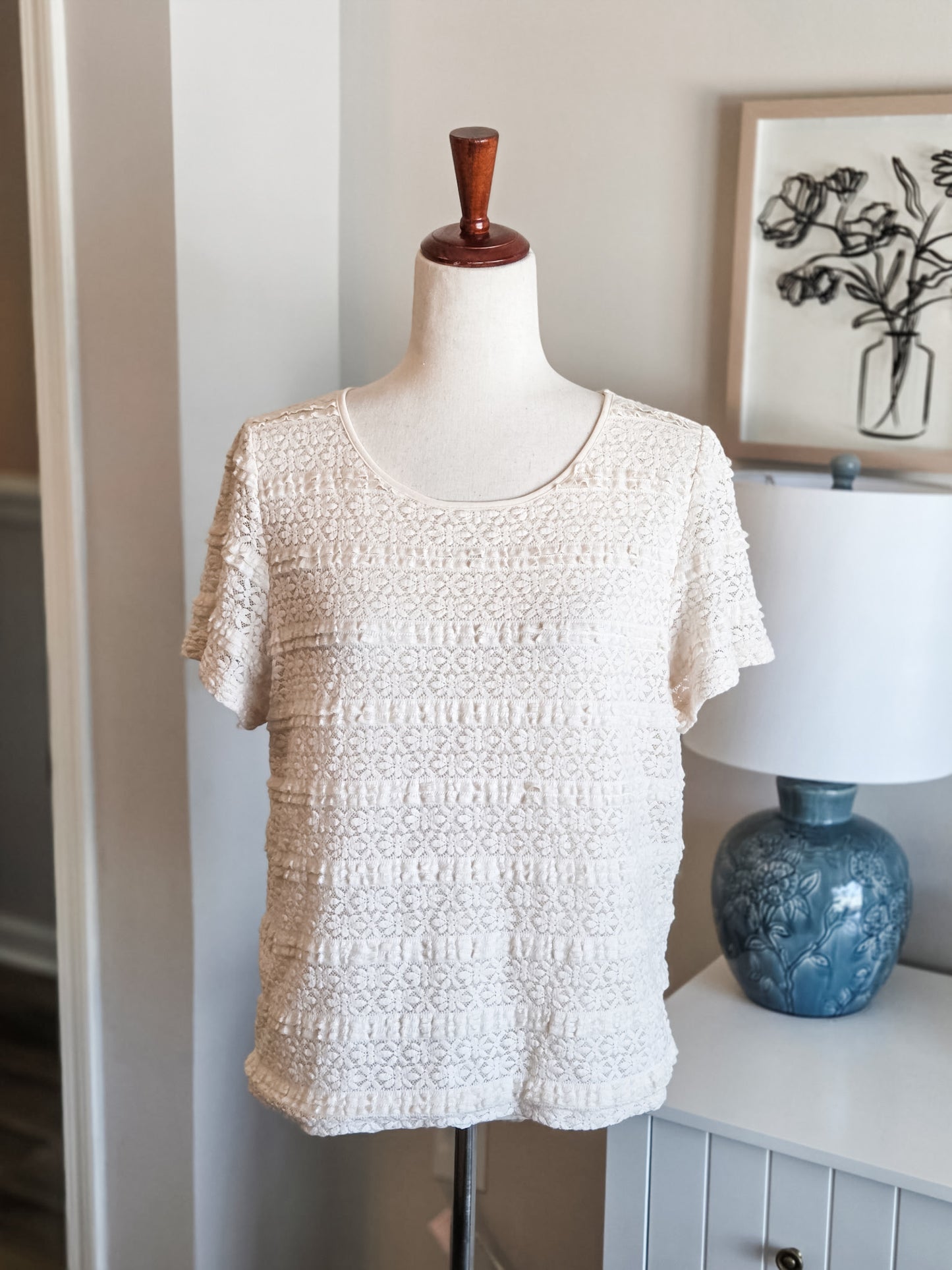 Cream Lace Top L
