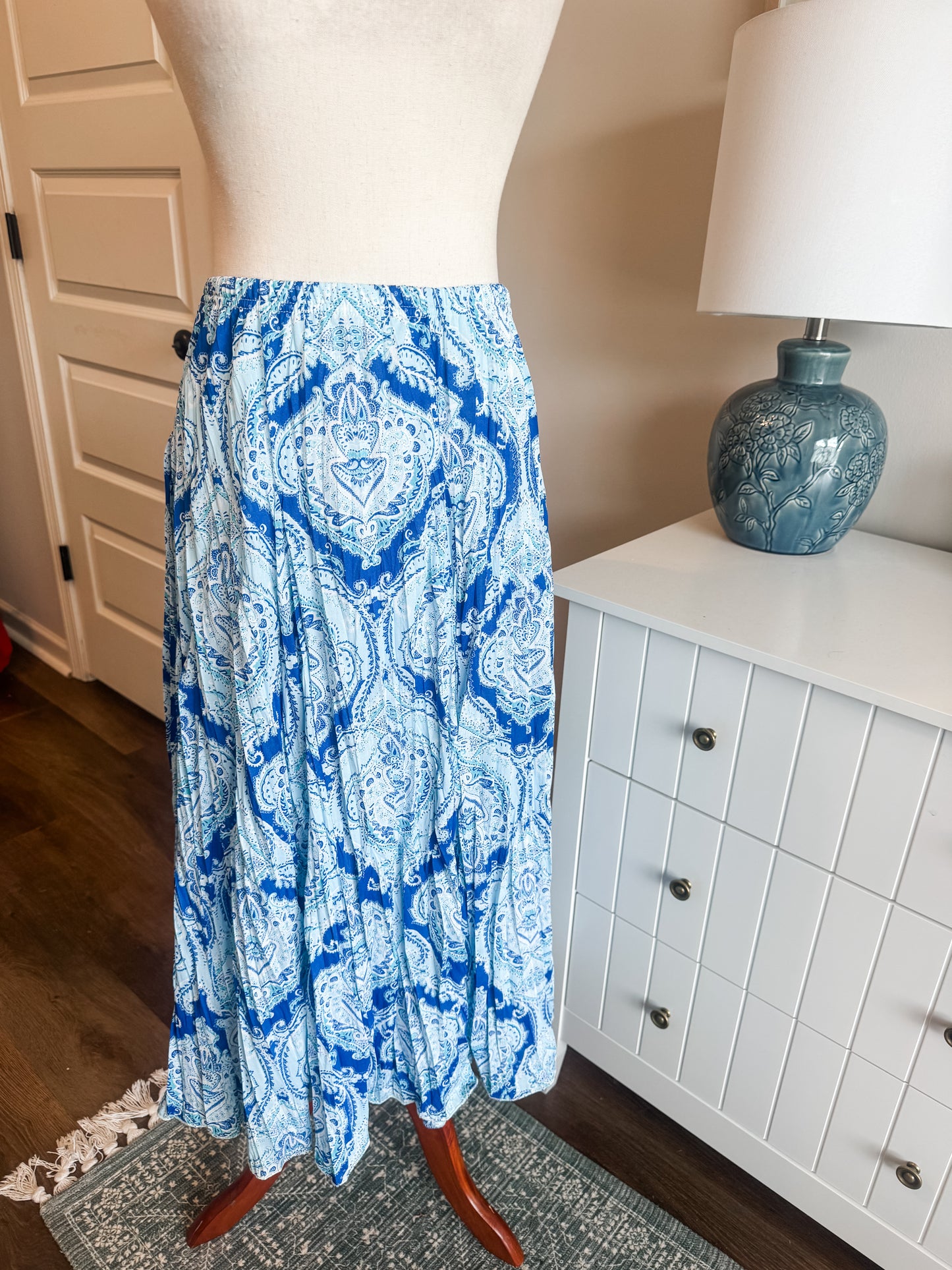 Blue Print Maxi Skirt XL