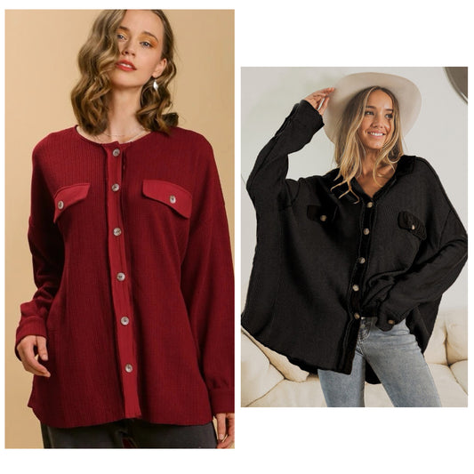 NEW Textured “Shacket” :: Red+Black