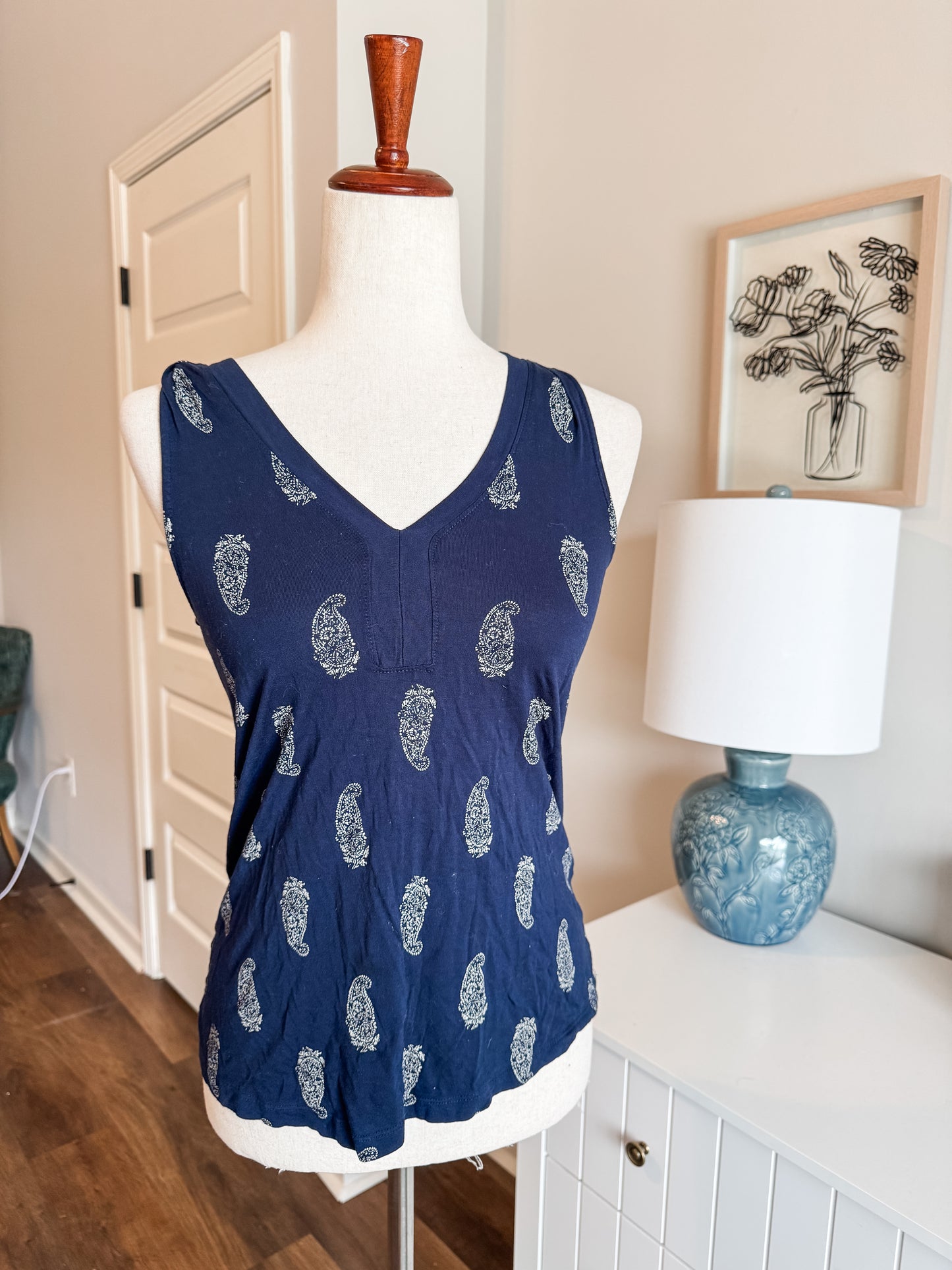 Navy Print Tank XS
