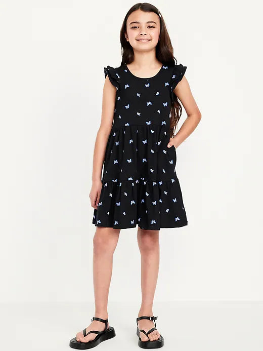 Black Blue Butterfly Dress Youth L