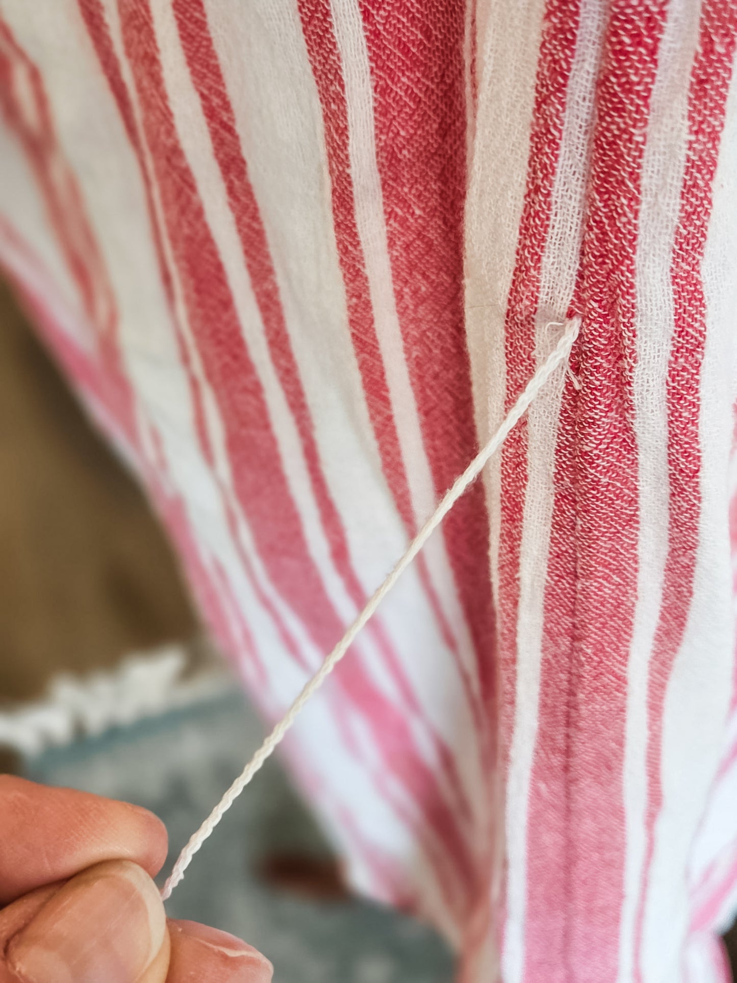 Pink White Striped Dress M