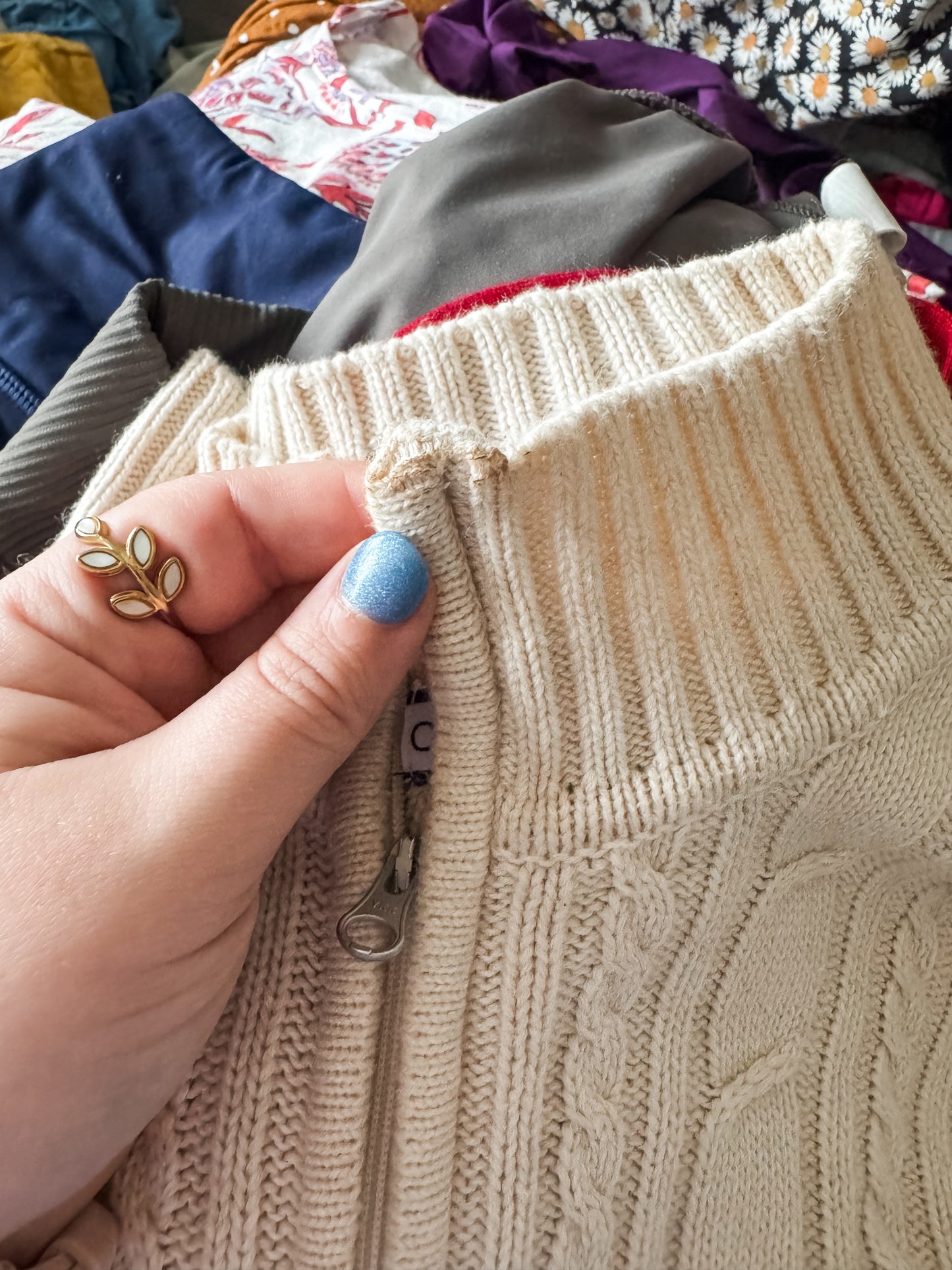 Tan Quarter Zip Sweater L