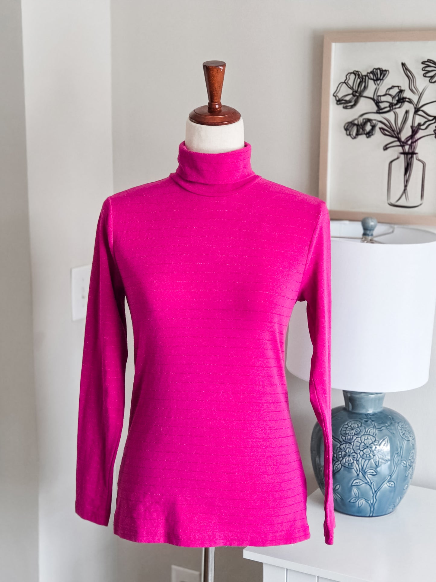 Pink Striped Sparkly Top S