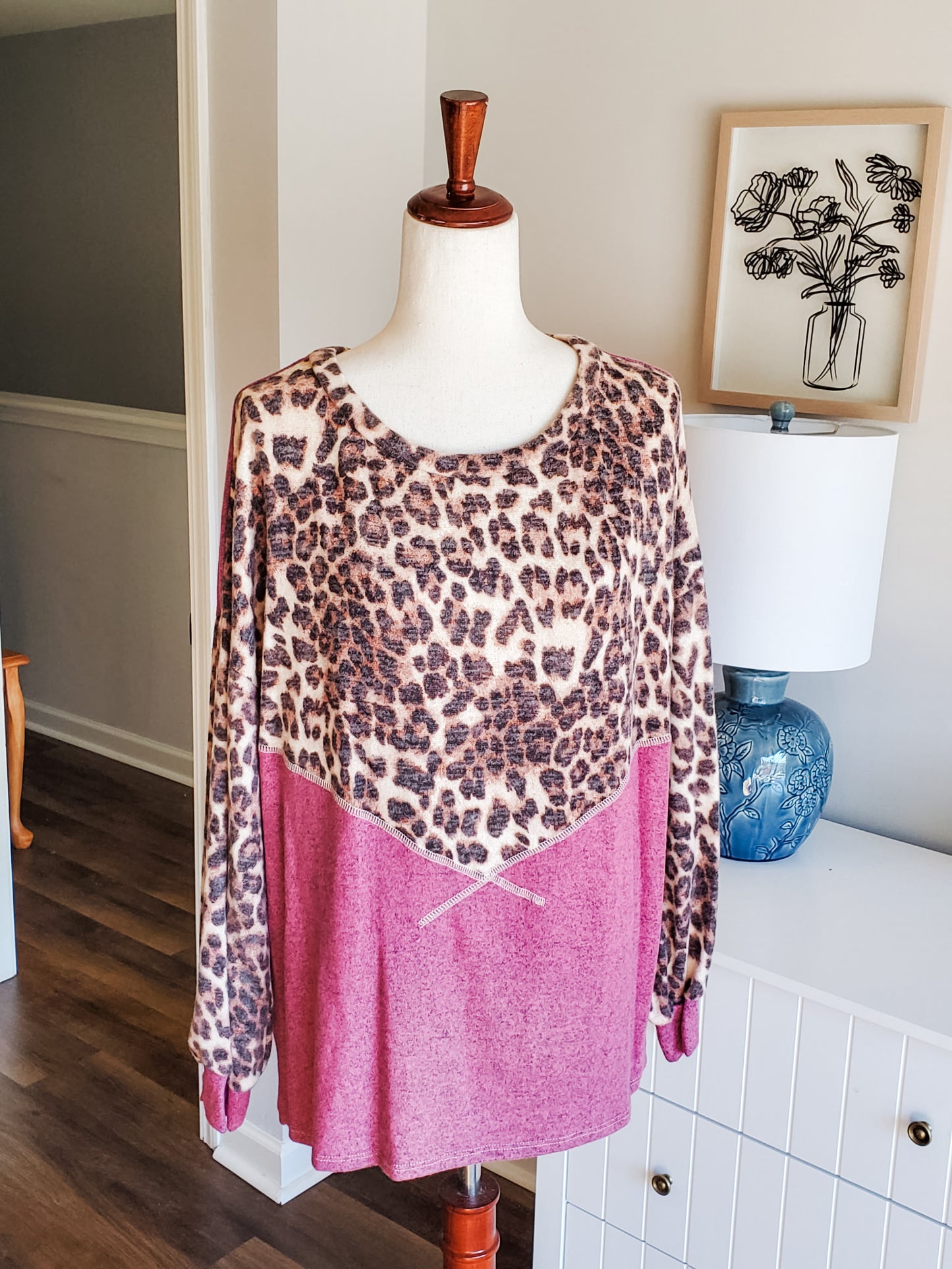 NEW Pink and Animal Print Top M