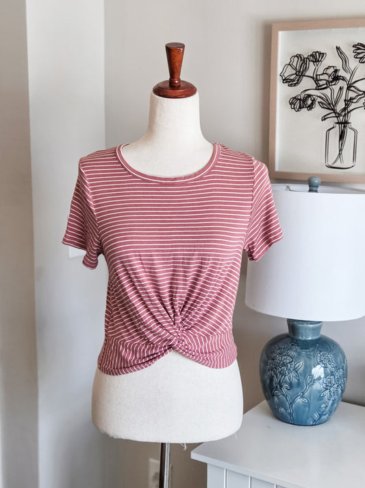 Pink Striped Crop Top M