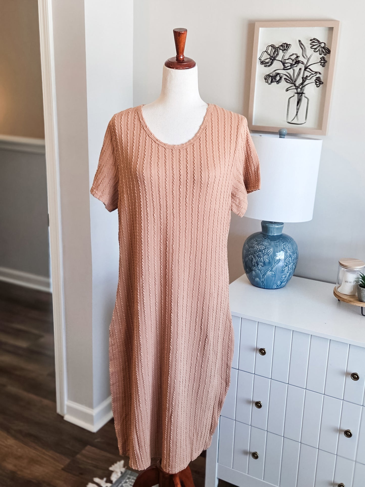 Brown Textured Dress XXL