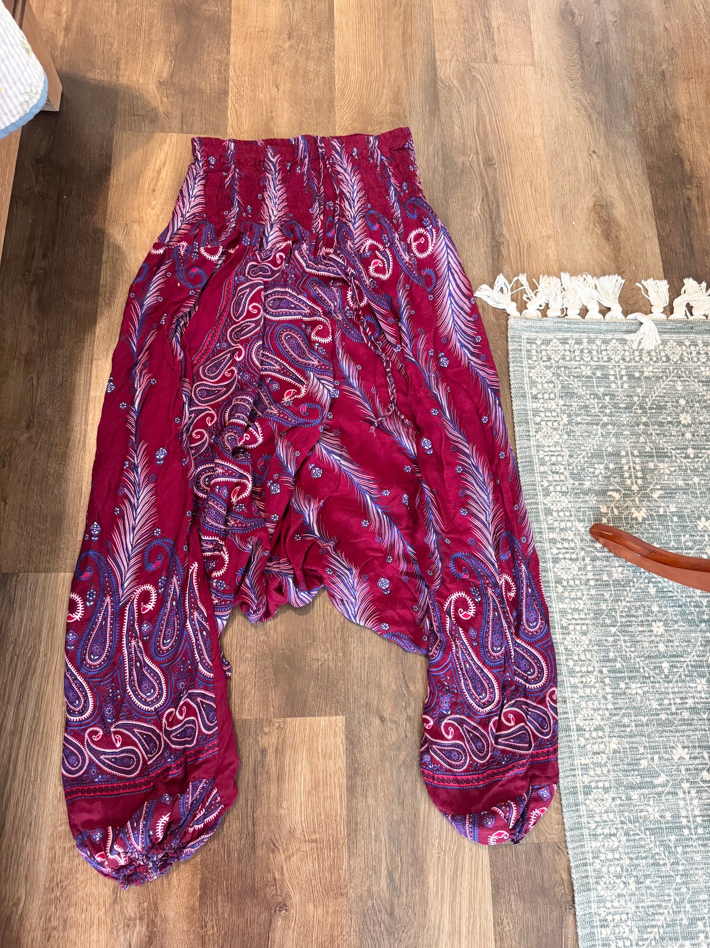 Burgundy Print Harem Pants XL-2X