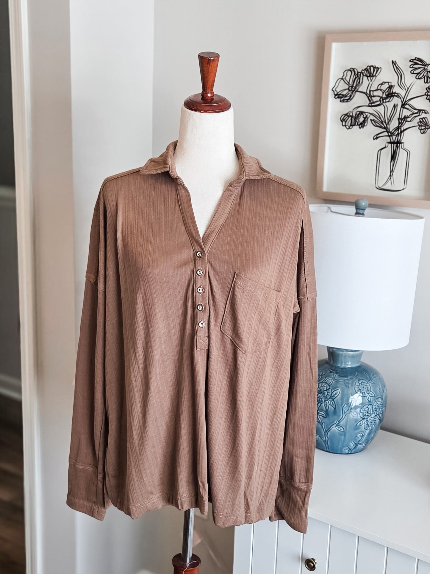 NEW Brown Ribbed Top