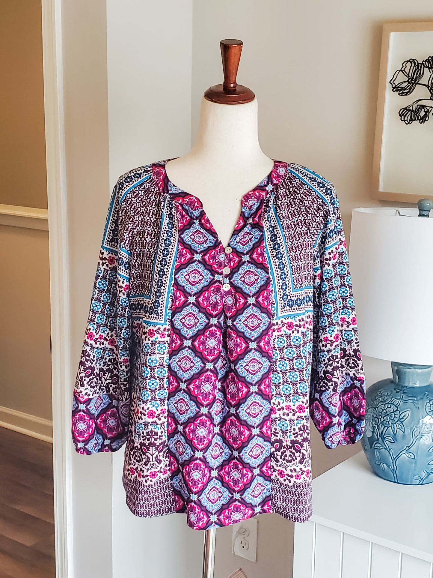 Purple Blue Print Top PM