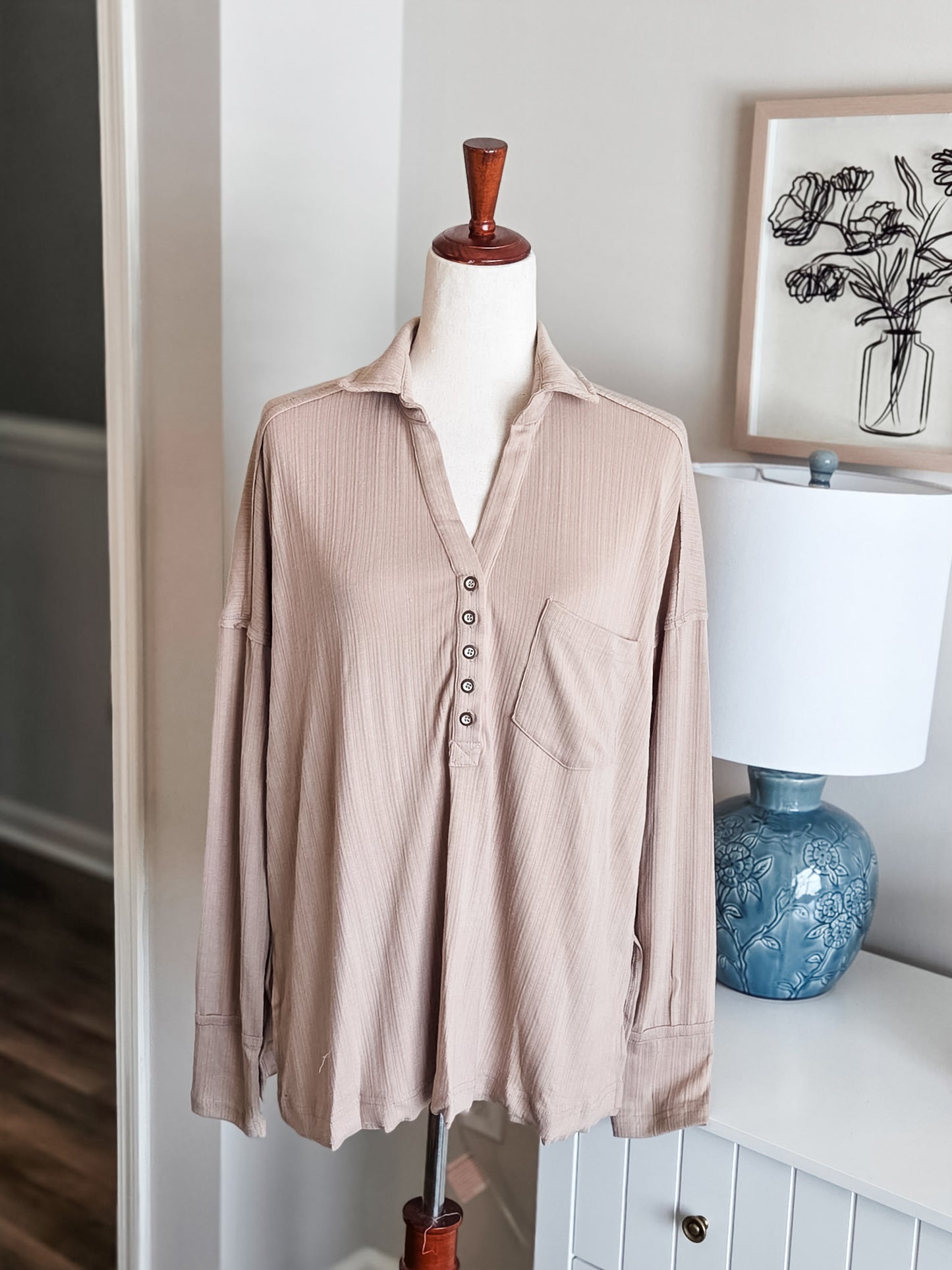 NEW Tan Ribbed Top L