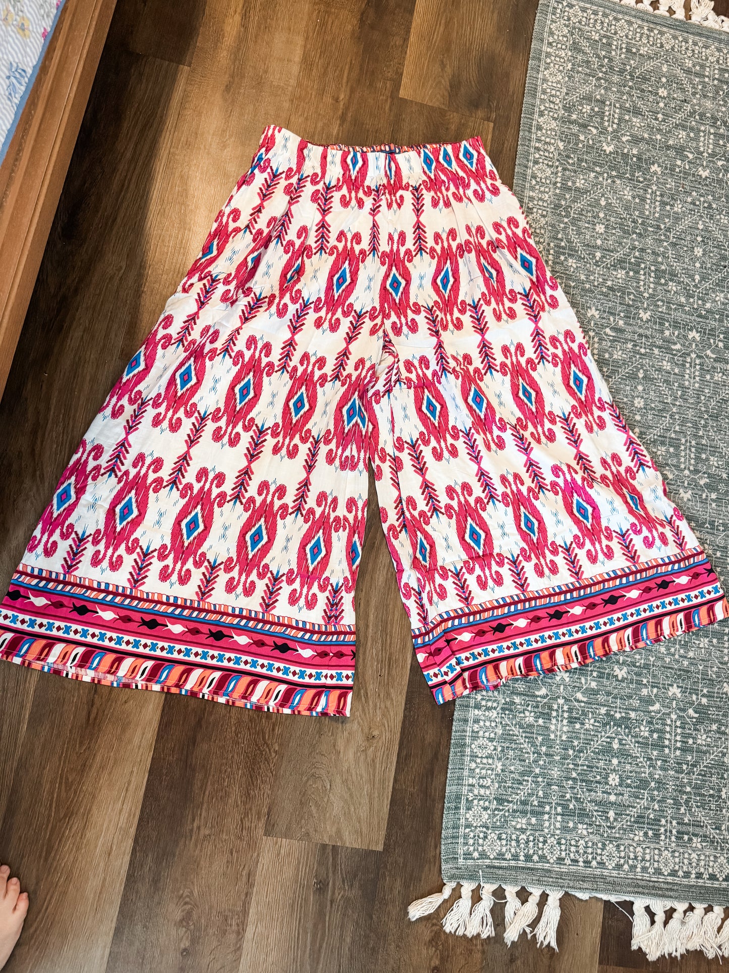 NEW Pink Blue White Boho Pants