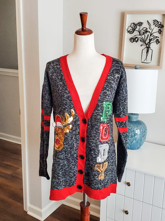 Multi Color Christmas Cardigan L