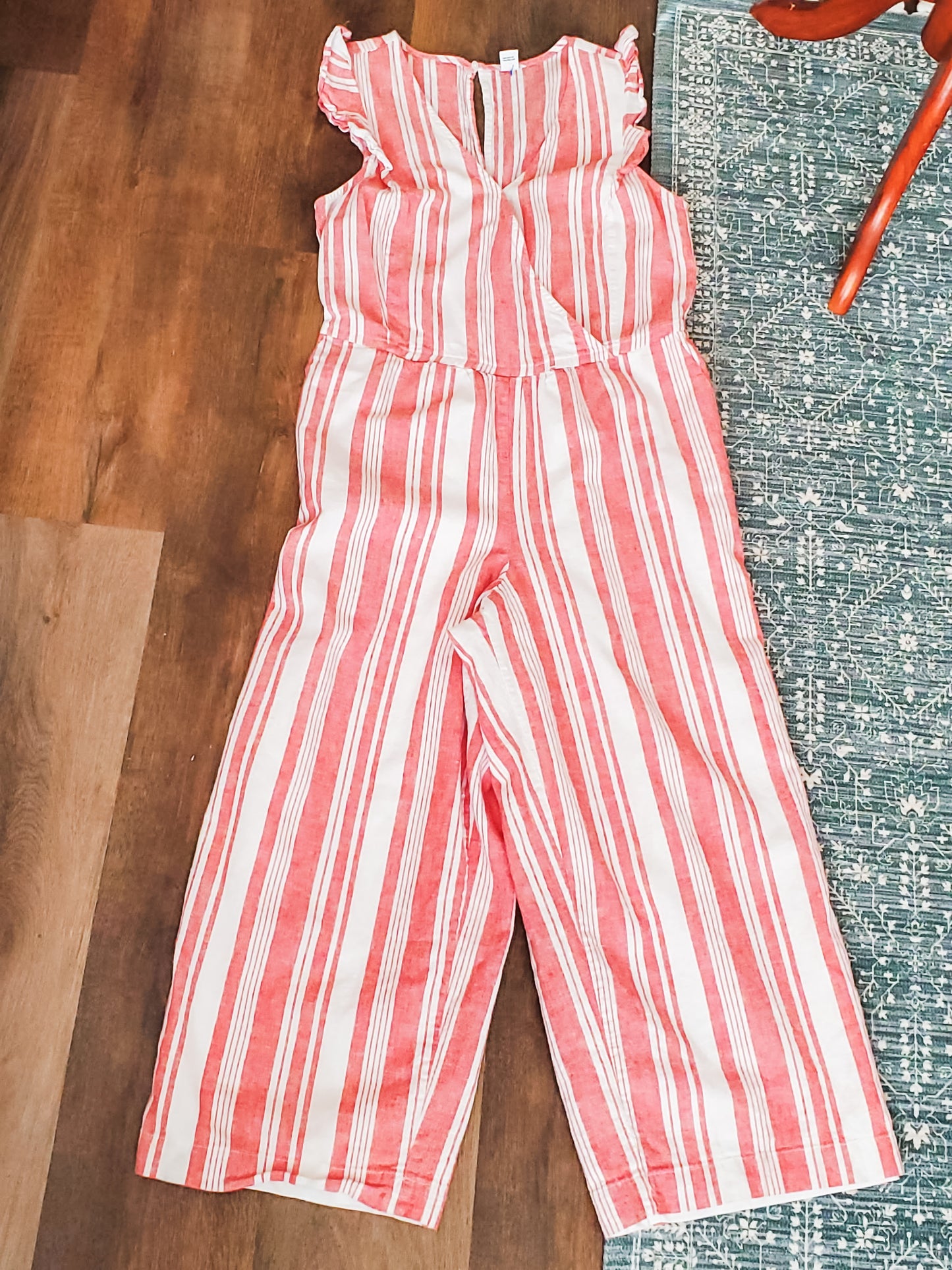Red White Striped Jumpsuit S
