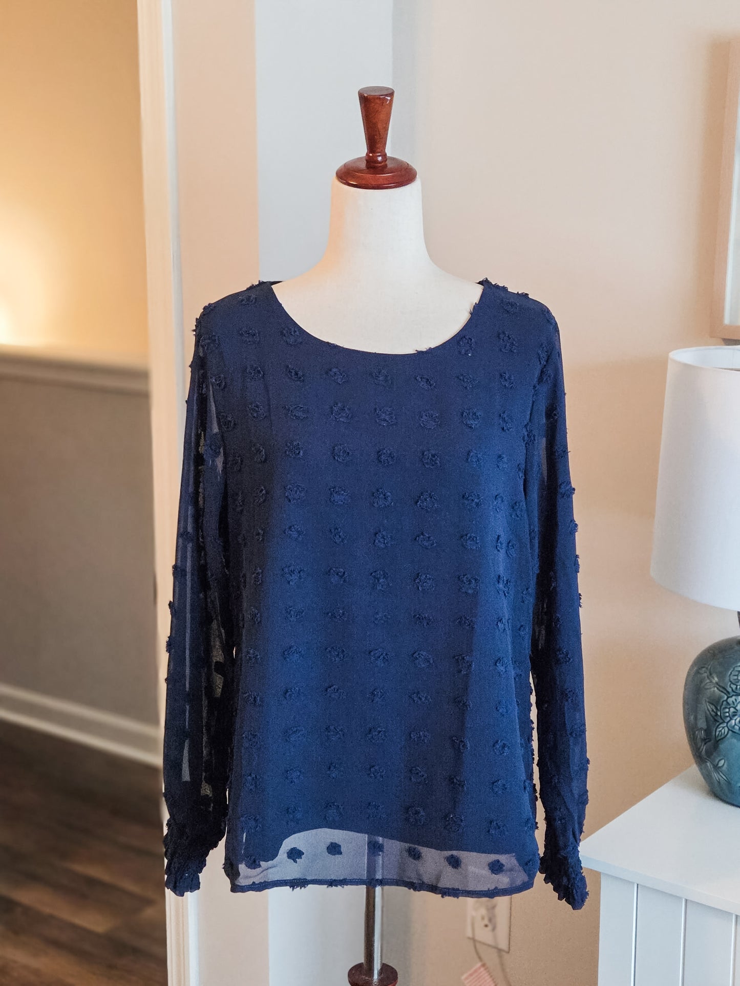 Navy Textured Top L