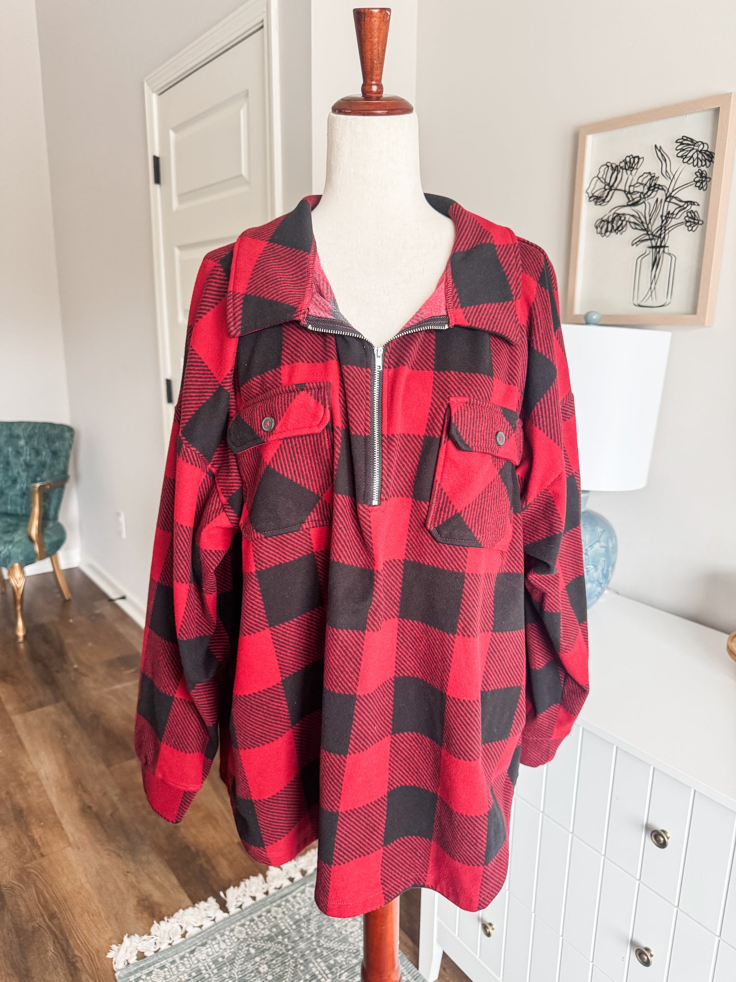 Buffalo Plaid Quarter Zip 3X