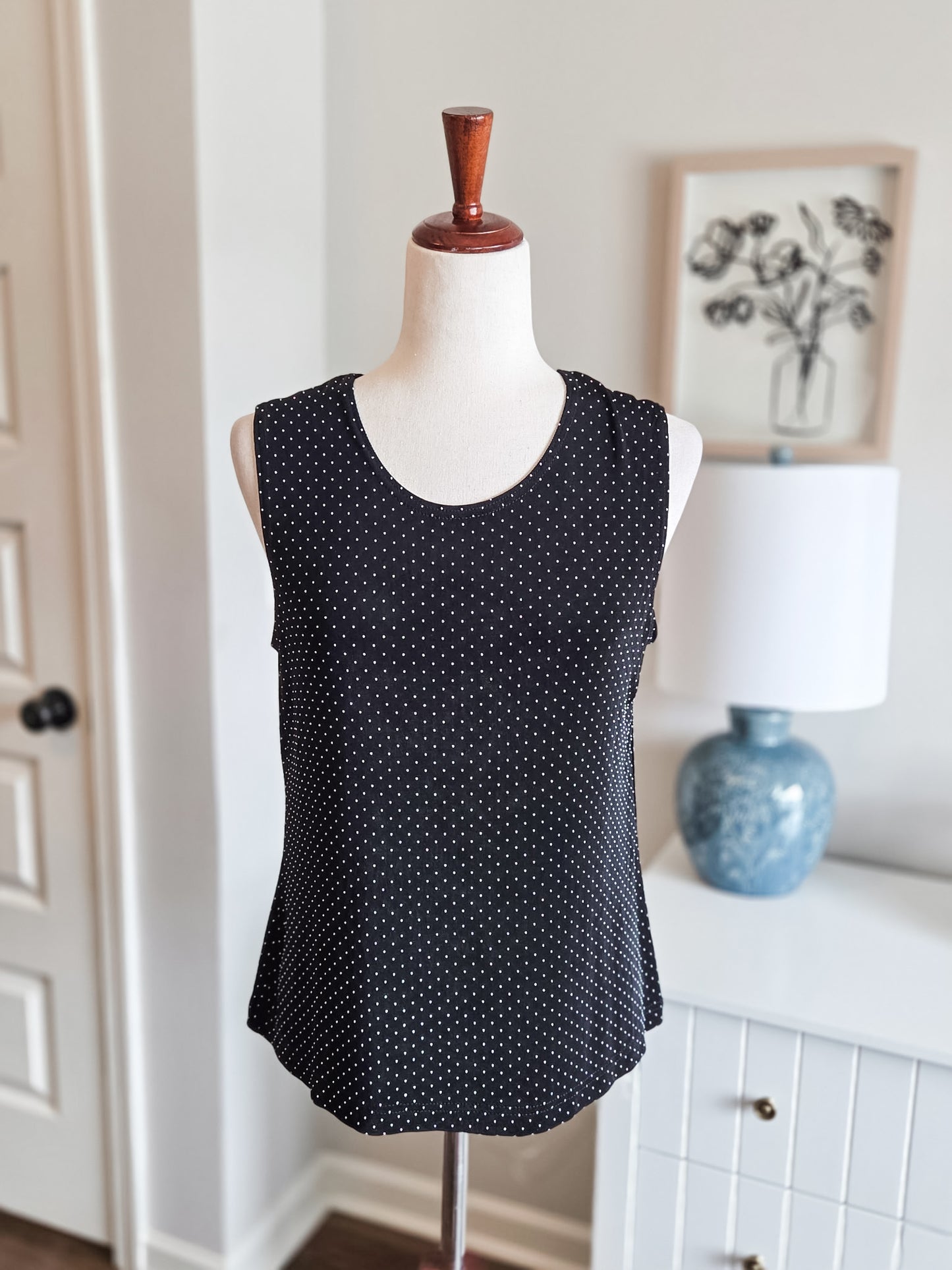 Black Textured Dotted Tank M/L