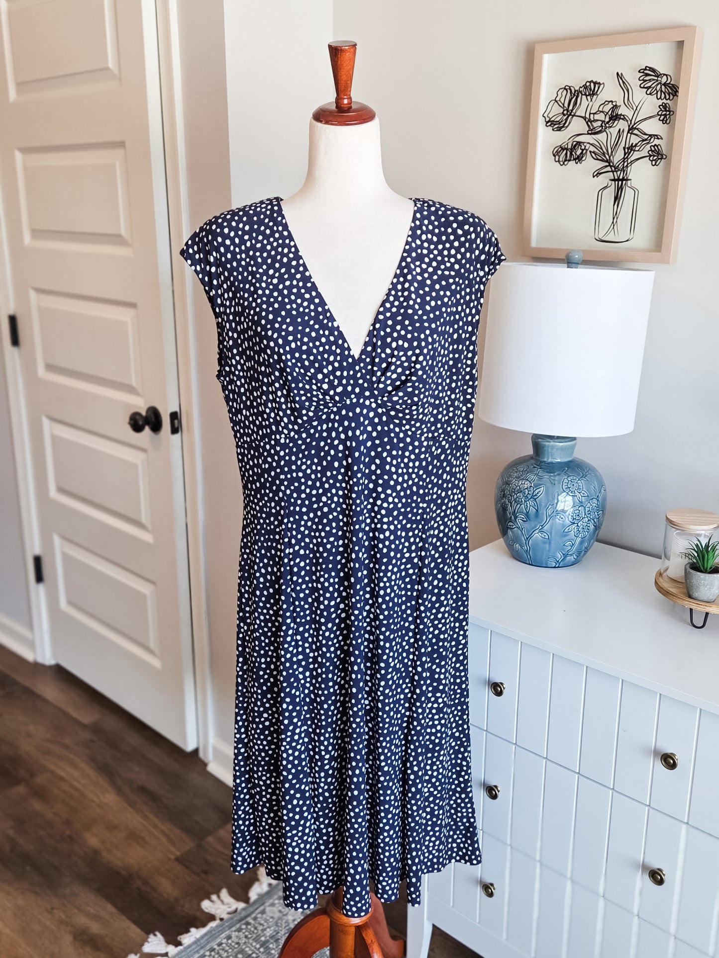 Navy Polka Dot Dress XL