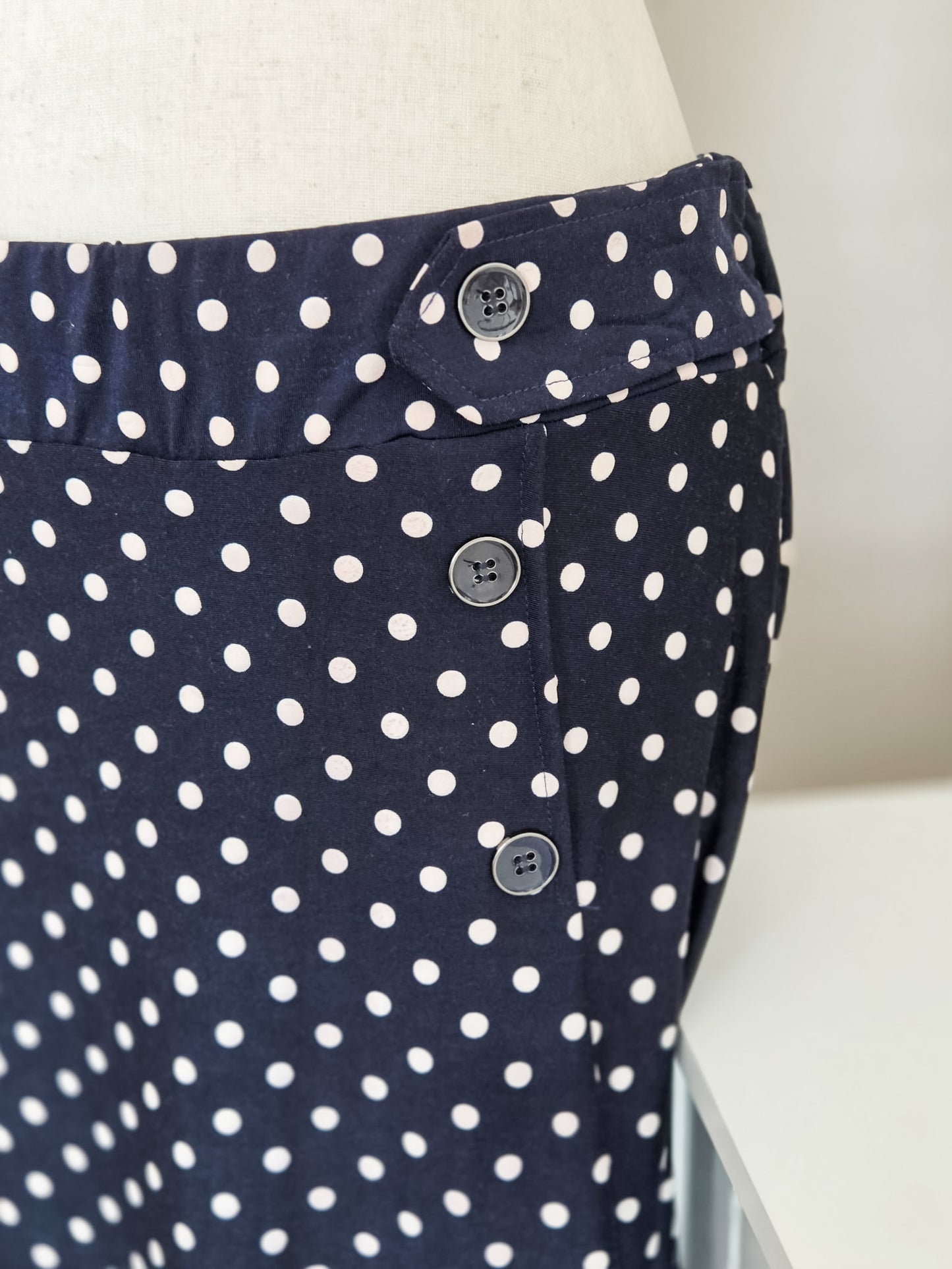 Navy Polka Dot Maxi Skirt XL