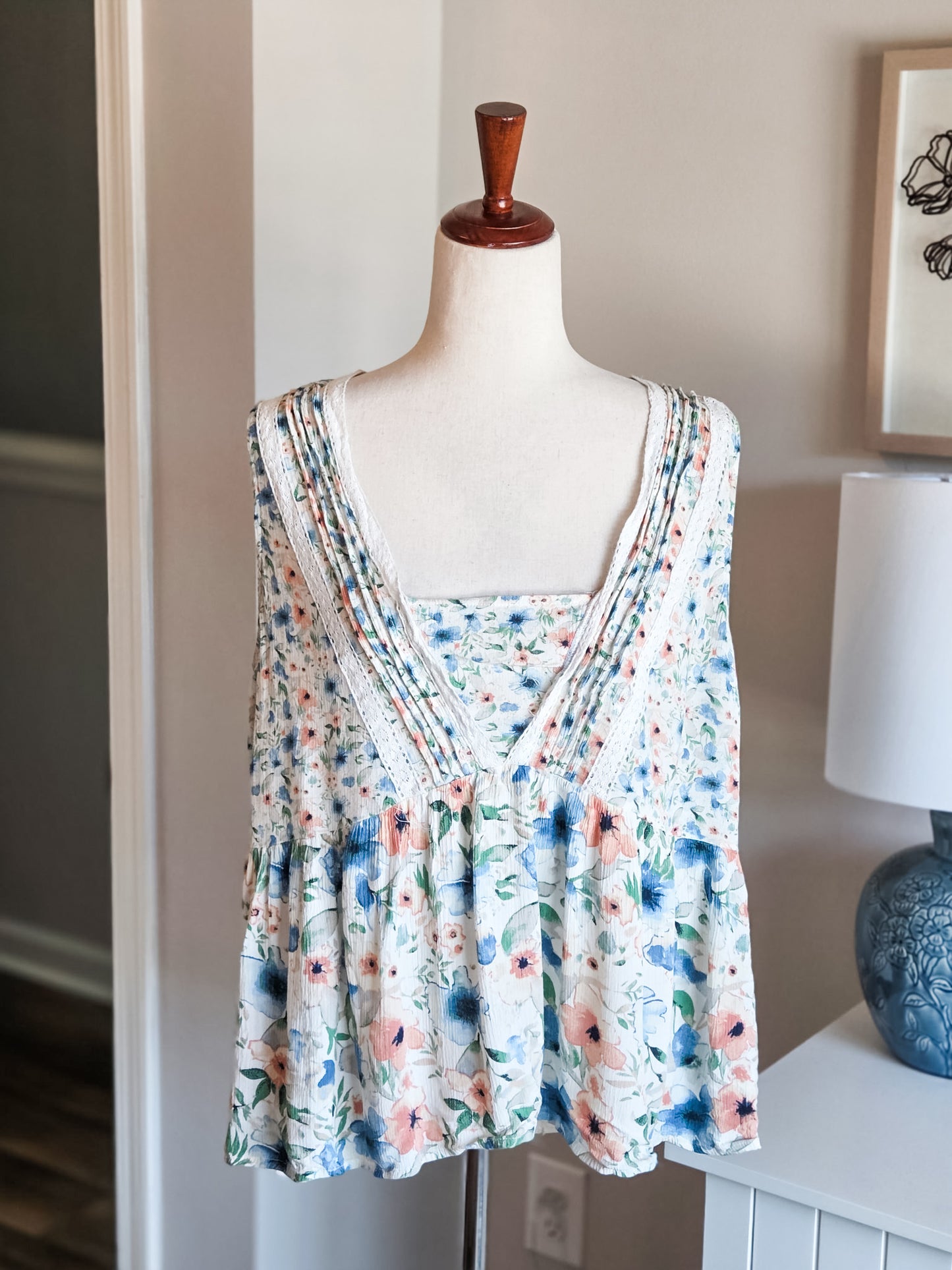 White Floral Tank 1X
